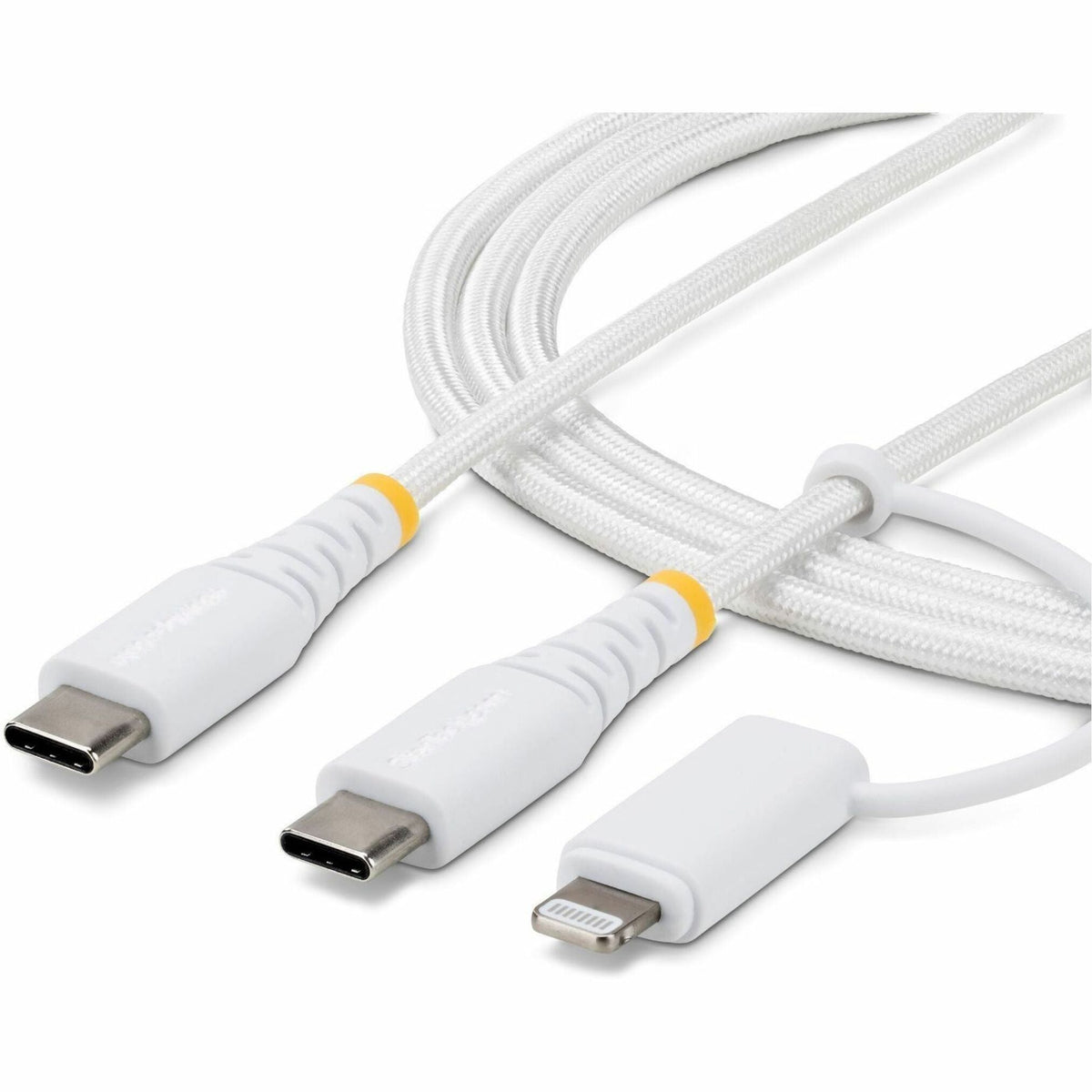 StarTech 2m (6.6ft) 2-in-1 Rugged USB-C Charging Cable with Lightning Adapter, 30W/60W, Apple MFi Certified Braided USB C Charger Cord - Soundz Store AUSTRALIA
