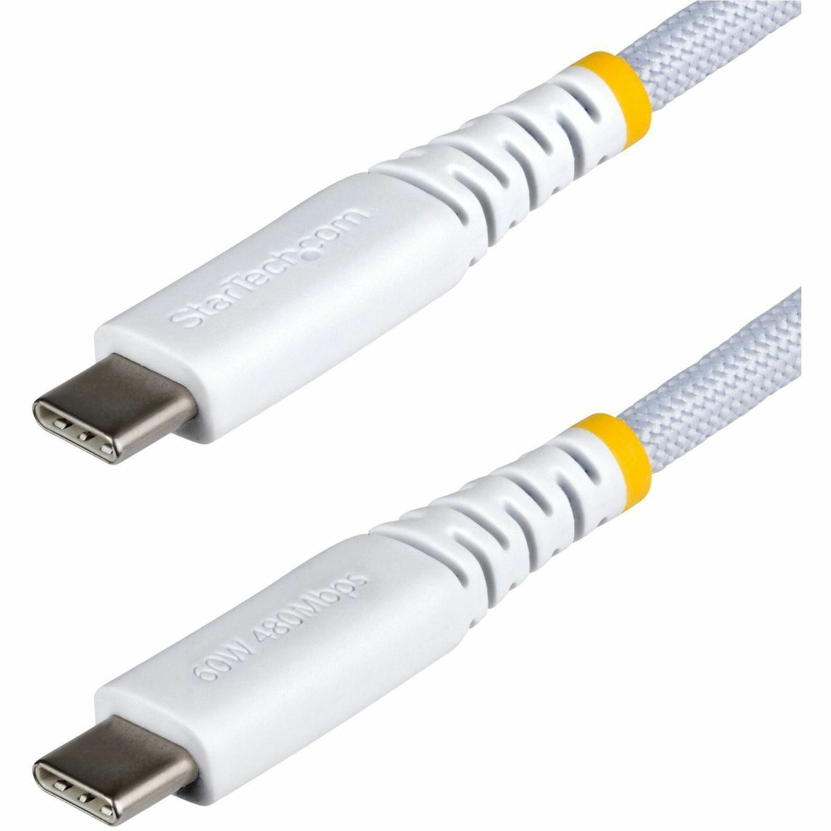 StarTech.com 15cm (6in) White USB-C Charging Cable, 60W (3A) PD, Dual-Layer Braided Nylon/TPE Jacket, Rugged USB 2.0 Laptop Charger Cord - Soundz Store AUSTRALIA