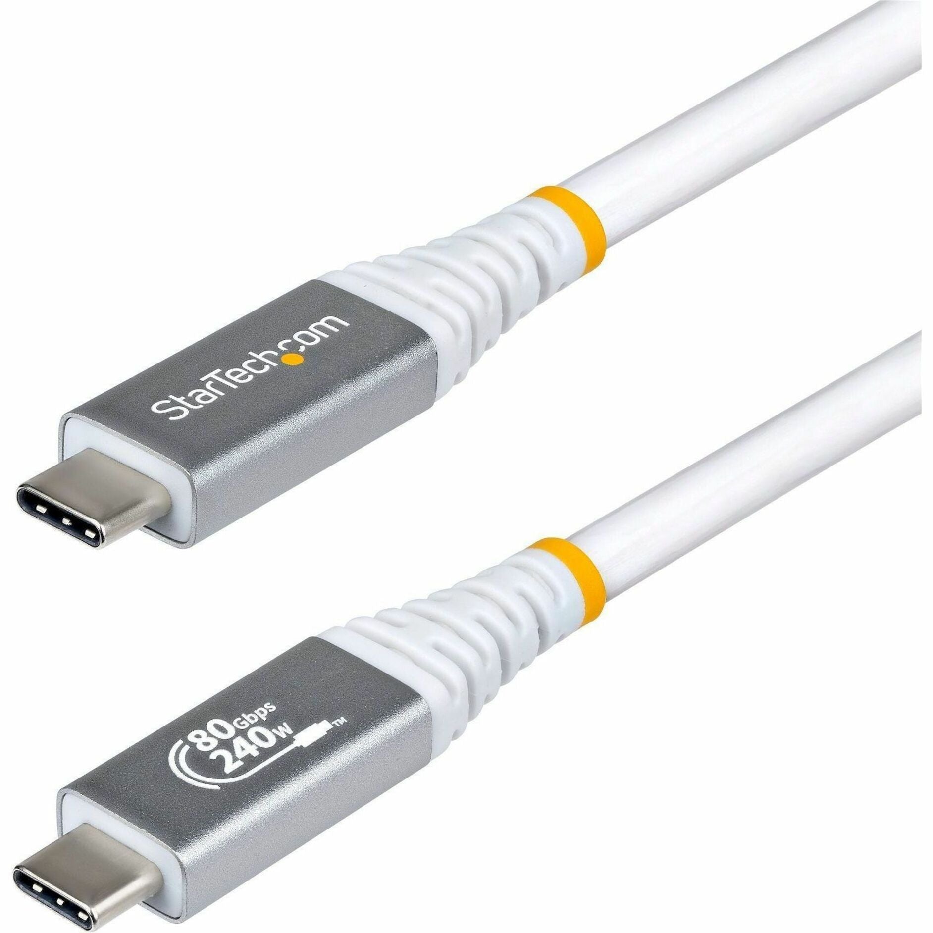 StarTech.com 1.5m (5ft) USB4 Cable, 80Gbps, USB-IF Certified USB-C Cable, 240W, 8K 120Hz/4K 240Hz DP2.1, Thunderbolt 4 Compatible, White - Soundz Store AUSTRALIA