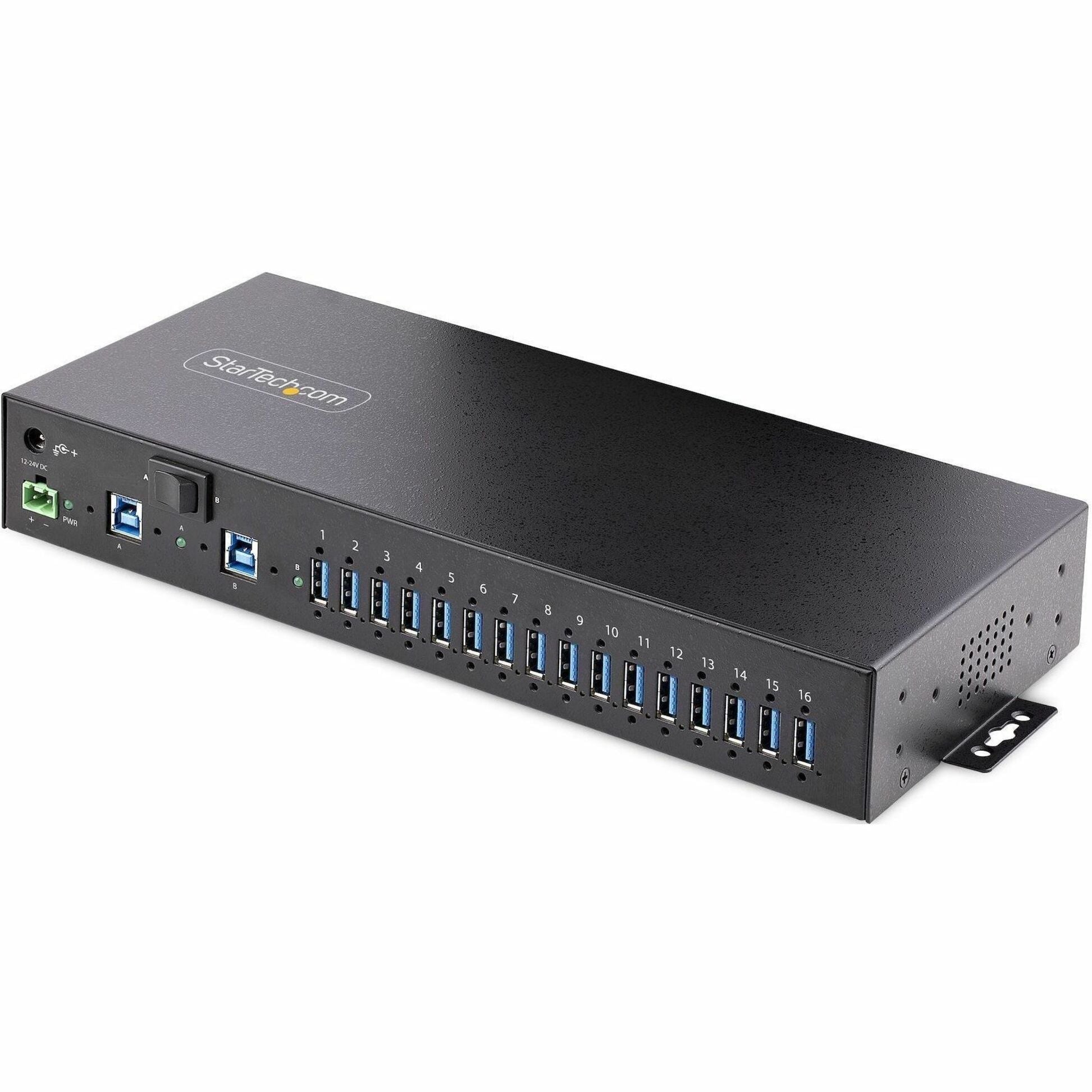 StarTech.com 16-Port Industrial USB 3.0 Hub 5Gbps, Mountable, Terminal Block Power Up to 120W Shared, USB Charging, Dual-Host Hub/Switch - Soundz Store AUSTRALIA