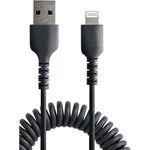 StarTech.com 1m (3ft) USB to Lightning Cable, MFi Certified, Coiled iPhone Charger Cable, Black, Durable TPE Jacket Aramid Fiber - Soundz Store AUSTRALIA
