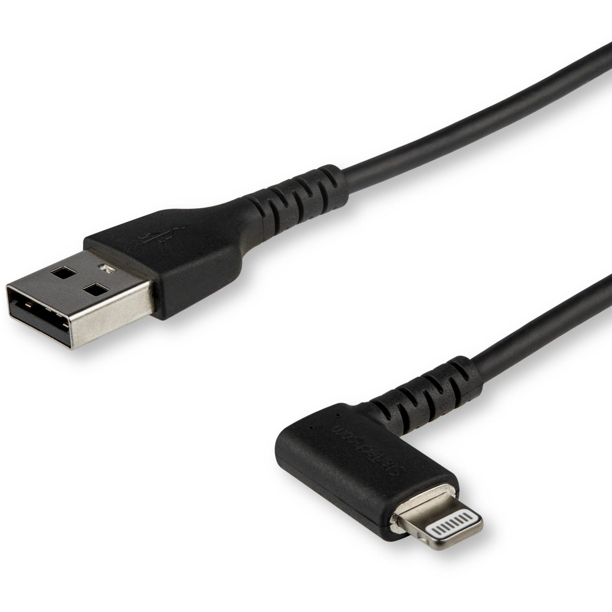 StarTech.com 1m USB A to Lightning Cable iPhone iPad Durable Right Angled 90 Degree Black Charger Cord w/Aramid Fiber Apple MFI Certified - Soundz Store AUSTRALIA