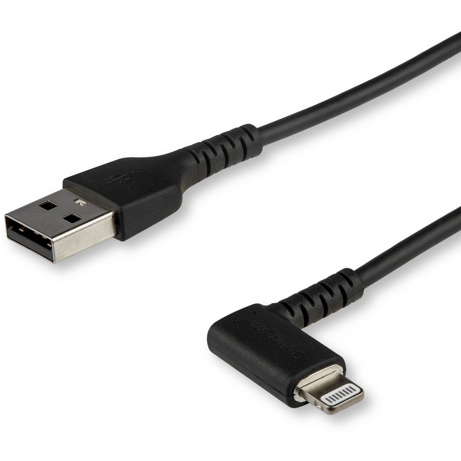 StarTech.com 1m USB A to Lightning Cable iPhone iPad Durable Right Angled 90 Degree Black Charger Cord w/Aramid Fiber Apple MFI Certified - Soundz Store AUSTRALIA