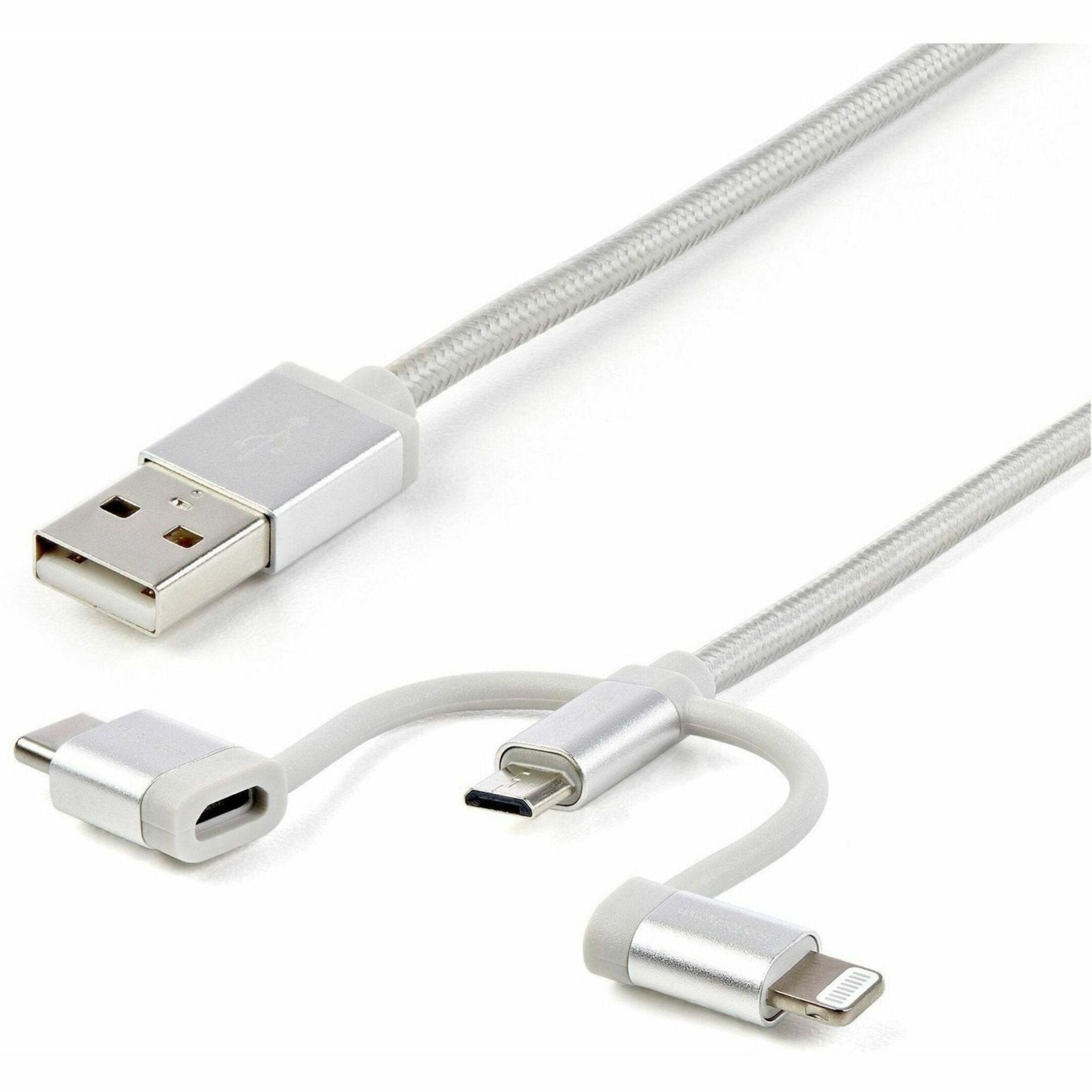 StarTech.com 1m USB Multi Charging Cable - Braided - Apple MFi Certified - USB 2.0 - Charge 1x device at a time - For USB-C or Lightning devices attach the corresponding connector of the cable to the Micro-USB connector and plug into your device - For Mic - Soundz Store AUSTRALIA