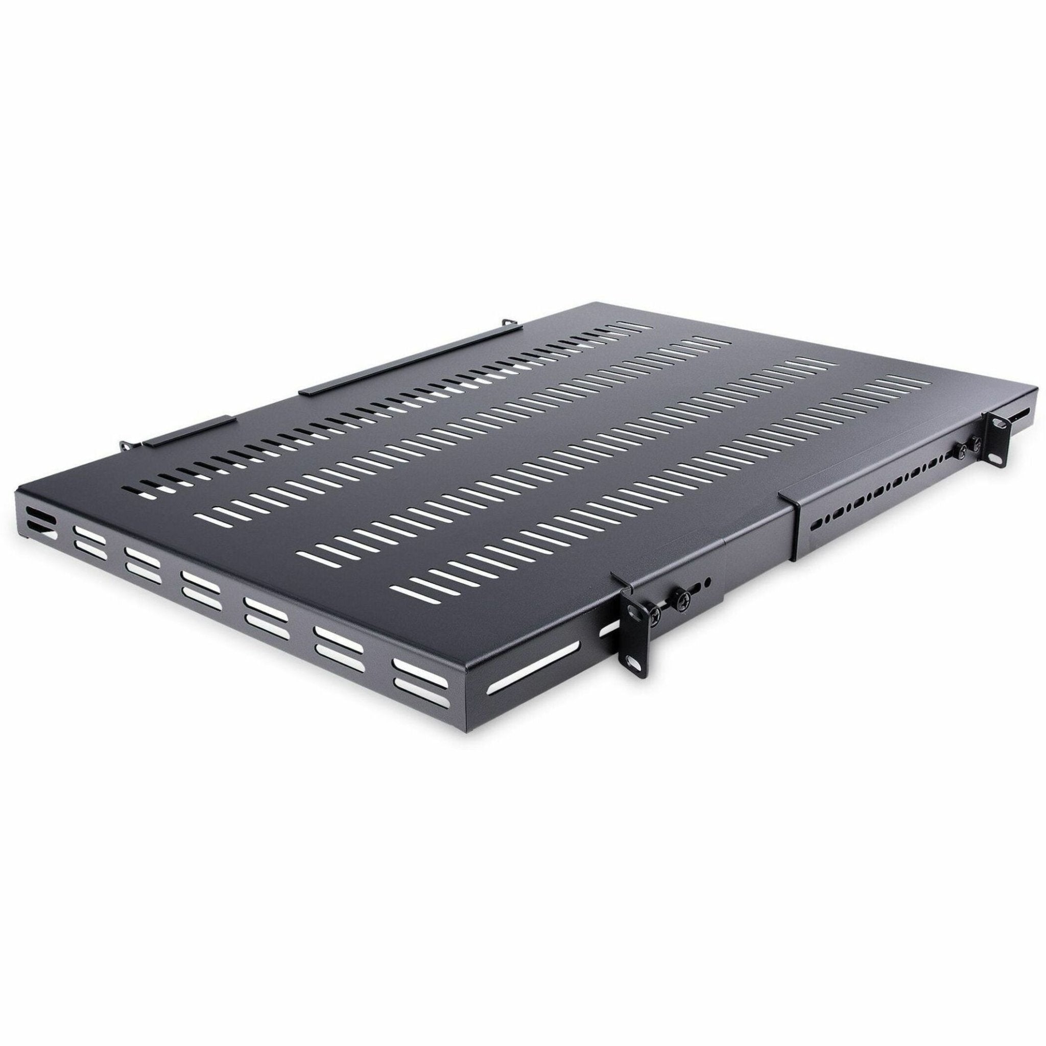 StarTech.com 1U 4-Post 19.5 to 38in Adjustable Mounting Depth Vented Rack Mount Shelf - Heavy Duty Fixed Rack Shelf - 330lbs / 150kg - 27.5in Deep - Soundz Store AUSTRALIA