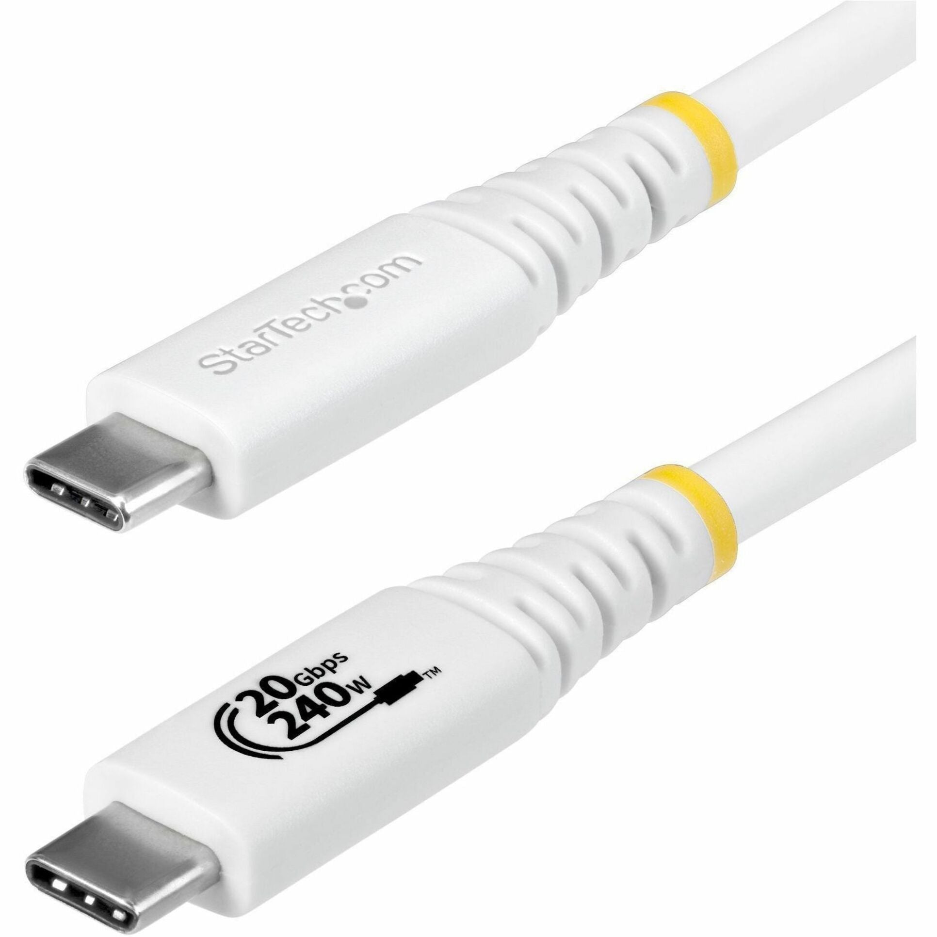 StarTech.com 2m (6.6ft) USB4 Cable, 20Gbps, USB-IF Certified USB-C Cable, 240W PD EPR, 4K 120Hz DP 1.4, TPE Jacket, White USB-C Cord - Soundz Store AUSTRALIA