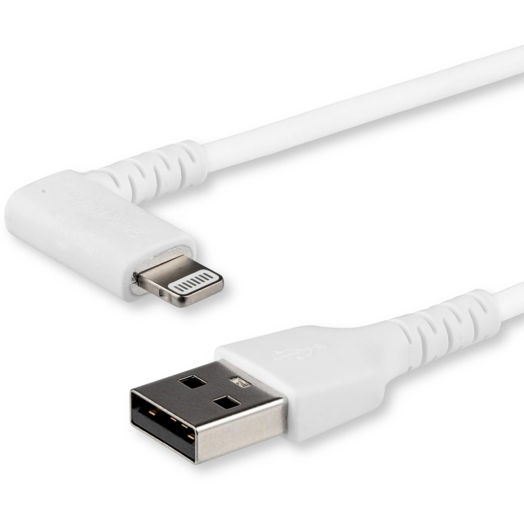 StarTech.com 2m USB A to Lightning Cable iPhone iPad Durable Right Angled 90 Degree White Charger Cord w/Aramid Fiber Apple MFI Certified - Soundz Store AUSTRALIA