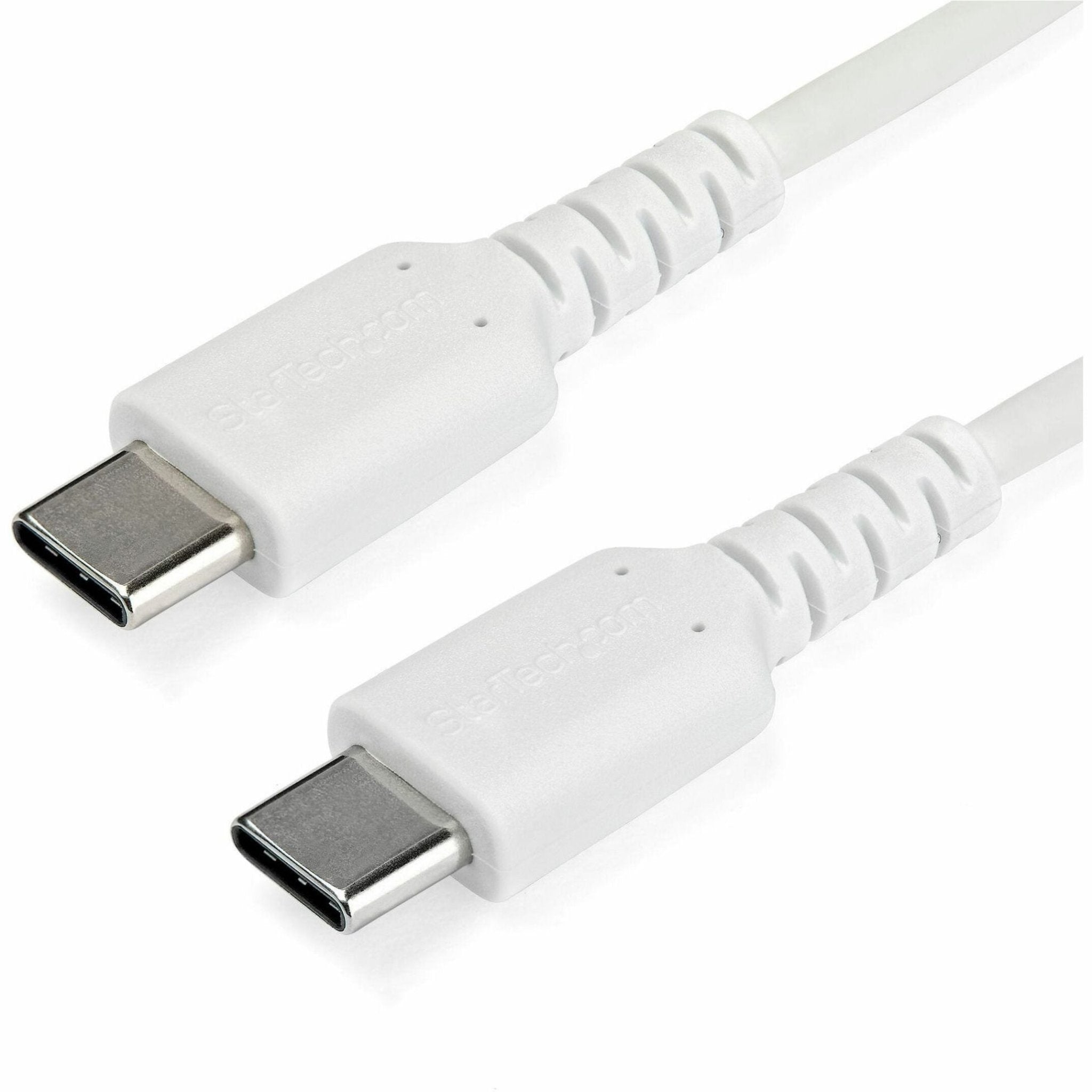 StarTech.com 2m USB C Charging Cable - Durable Fast Charge & Sync USB 2.0 Type C to C Charger Cord - TPE Jacket Aramid Fiber M/M 60W White - Soundz Store AUSTRALIA