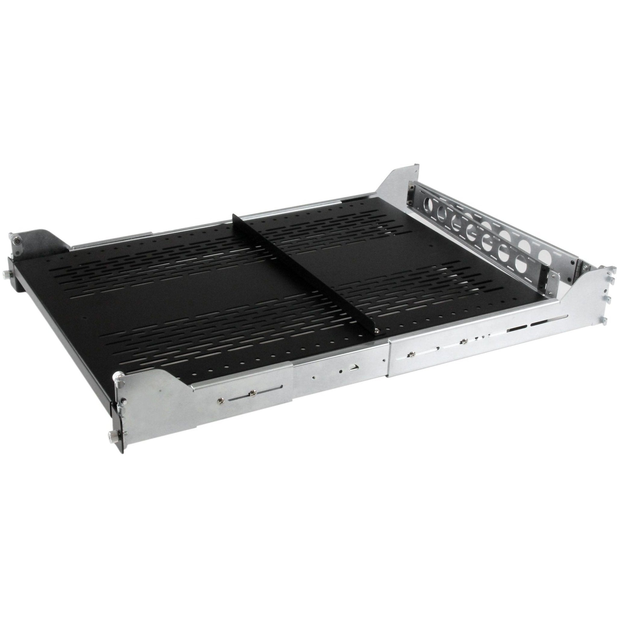 StarTech.com 2U Vented Sliding Rack Shelf w/ Cable Management Arm & 27.7 to 31.6in Adjustable Mounting Depth - 50lbs / 22.7kg - 24in Deep - Soundz Store AUSTRALIA