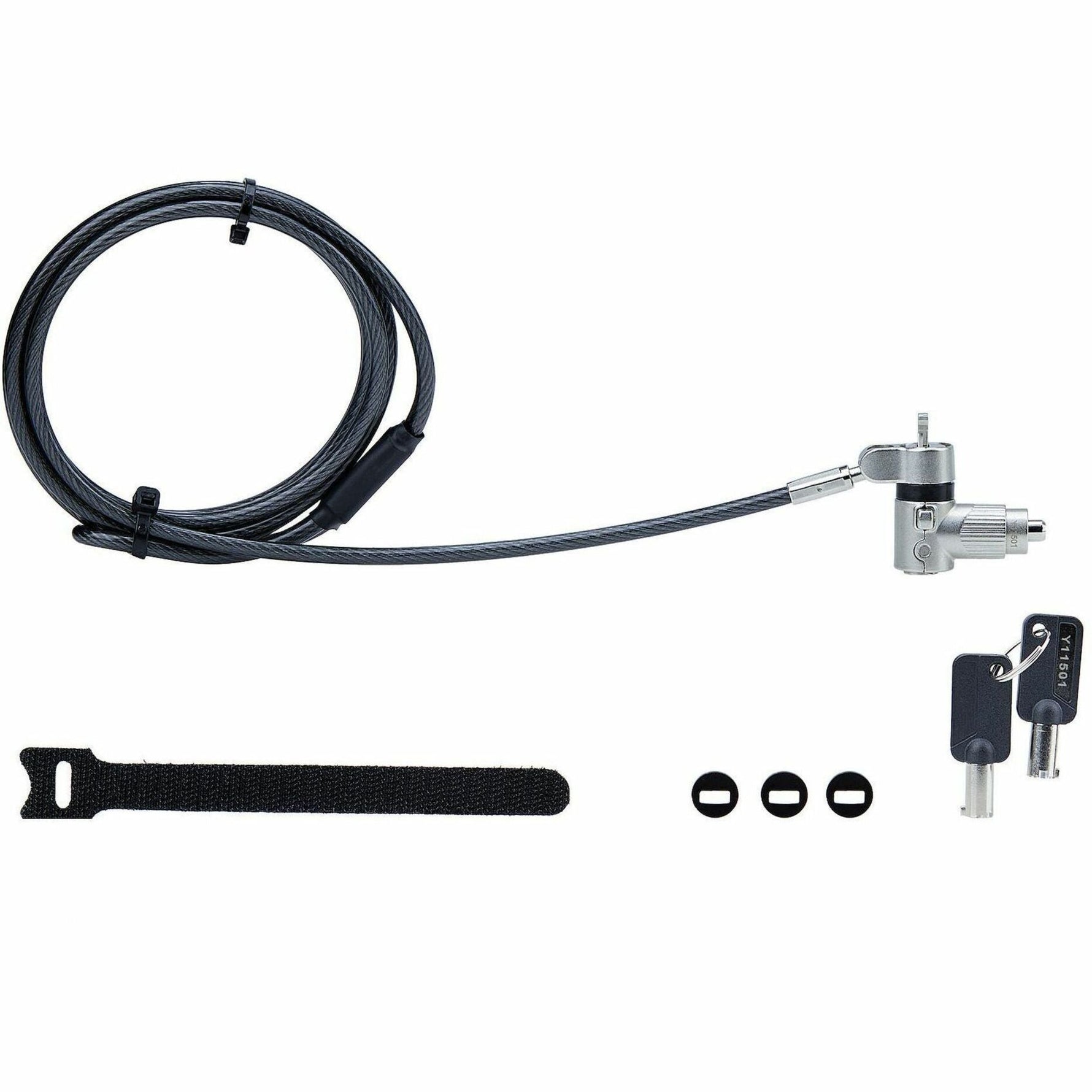 StarTech.com 3-in-1 Universal Laptop Lock 6.6ft, Master Keyed Locking Cable, Security Cable, Compatible w/Noble Wedge&reg;/Nano/K-Slot - Soundz Store AUSTRALIA