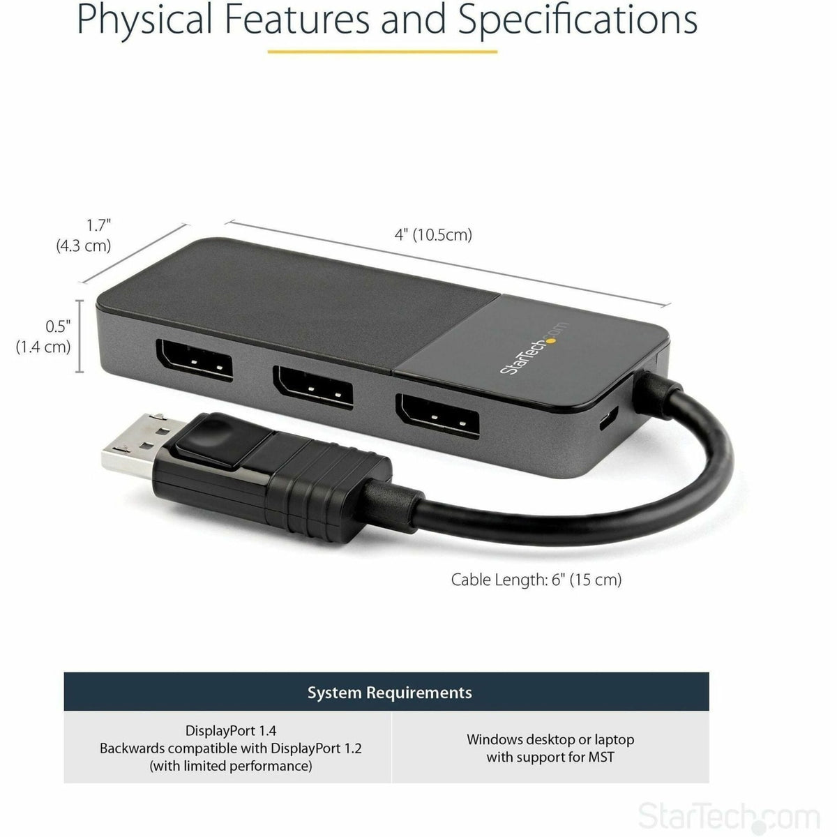 StarTech.com 3-Port DisplayPort 1.4 Splitter, DisplayPort to 3x DP Multi-Monitor Adapter, Triple 4K Computer MST Hub, Windows Only~3-Port Multi Monitor Adapter, DisplayPort 1.4 to Triple 4K DP Video Splitter or Dual 4K, DisplayPort MST Hub Display Adapter - Soundz Store AUSTRALIA