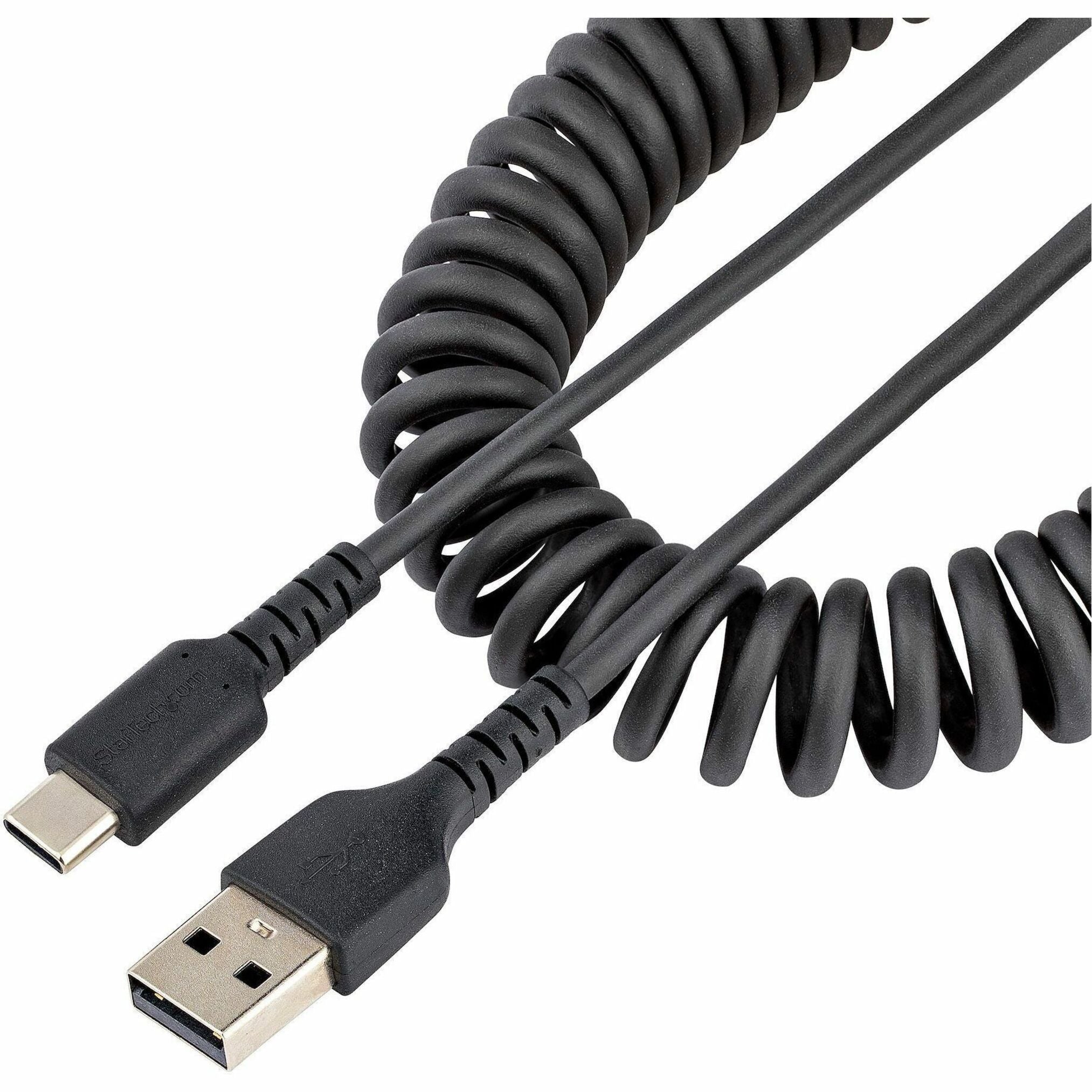 StarTech.com 3ft (1m) USB A to C Charging Cable, Coiled Heavy Duty USB 2.0 A to Type-C, Durable Fast Charge & Sync USB-C Cable, Black, M/M - Soundz Store AUSTRALIA