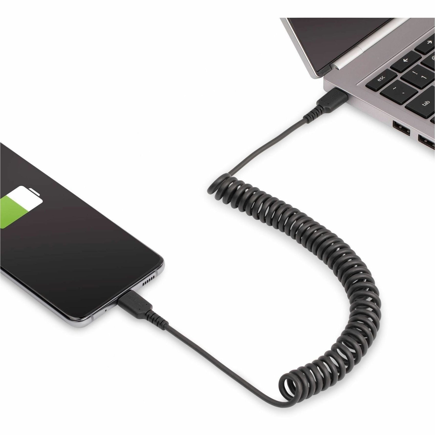 StarTech.com 3ft (1m) USB C Charging Cable, Coiled Heavy Duty Fast Charge & Sync USB-C Cable, High Quality USB 2.0 Type-C Cable, Black - Soundz Store AUSTRALIA