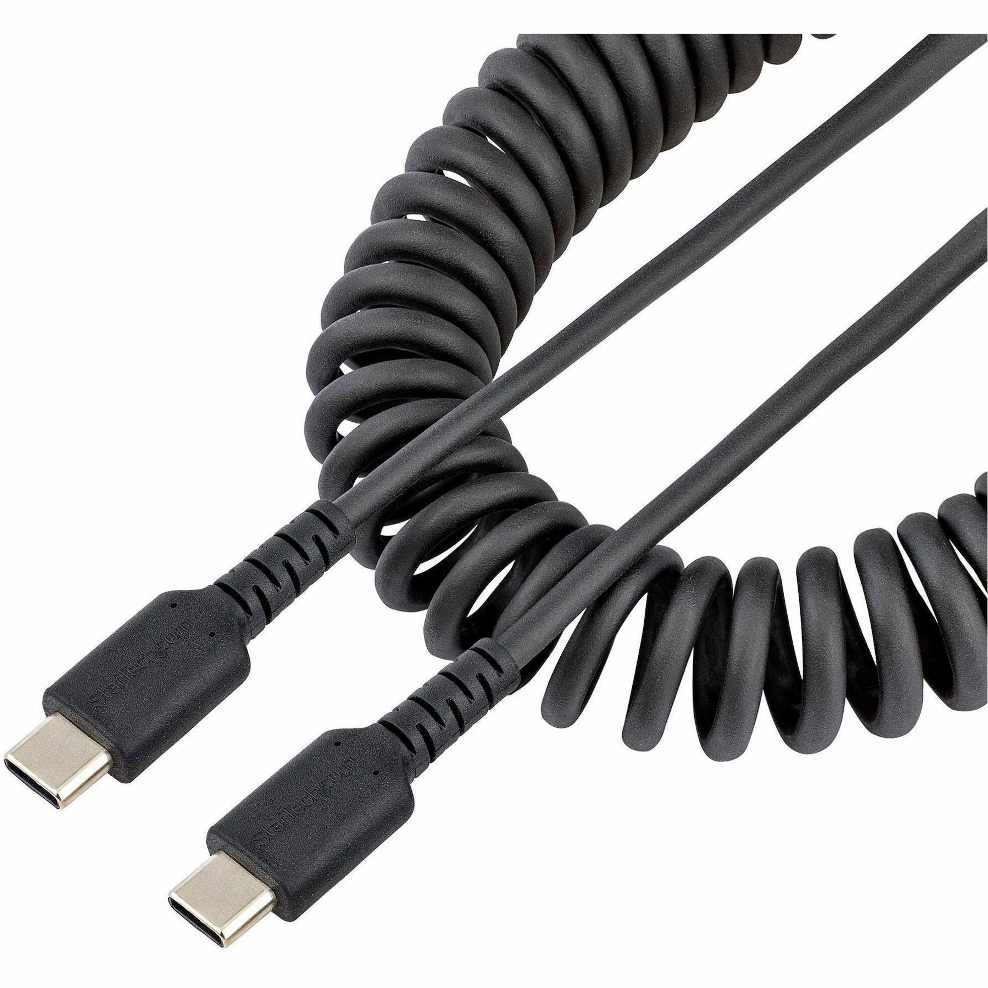 StarTech.com 3ft (1m) USB C Charging Cable, Coiled Heavy Duty Fast Charge & Sync USB-C Cable, High Quality USB 2.0 Type-C Cable, Black - Soundz Store AUSTRALIA
