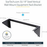 StarTech.com 3U 19' Wall Mount Vertical Rack Bracket, Patch Panel Wall Mount Bracket for AV/IT Equipment, 3U Rack for Cabinet/Server Room - Soundz Store AUSTRALIA