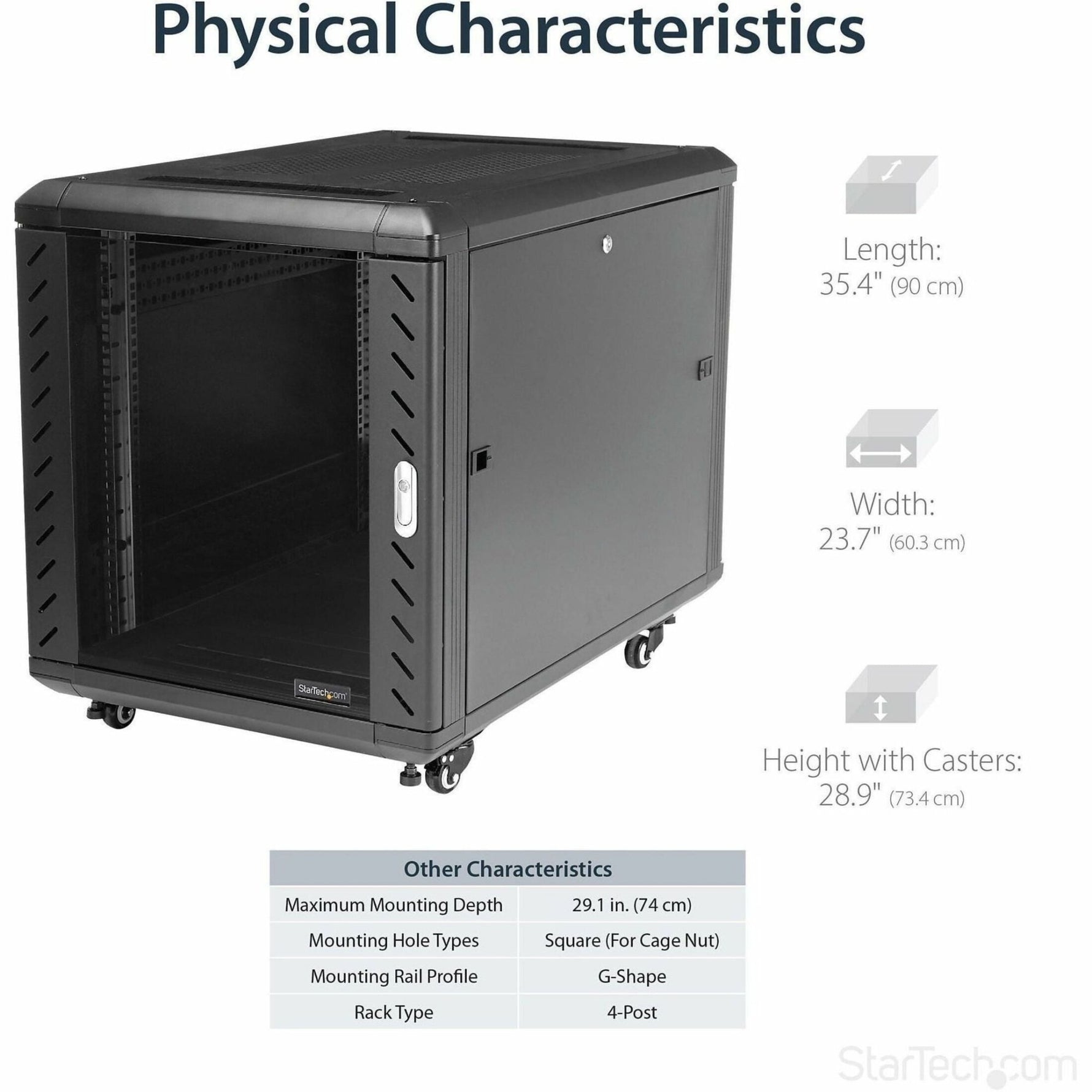 StarTech.com 4-Post 12U Server Rack Cabinet, 19' Data Rack Cabinet for Computer / IT Equipment, Home Network Rack, Half Height Server Rack - Soundz Store AUSTRALIA