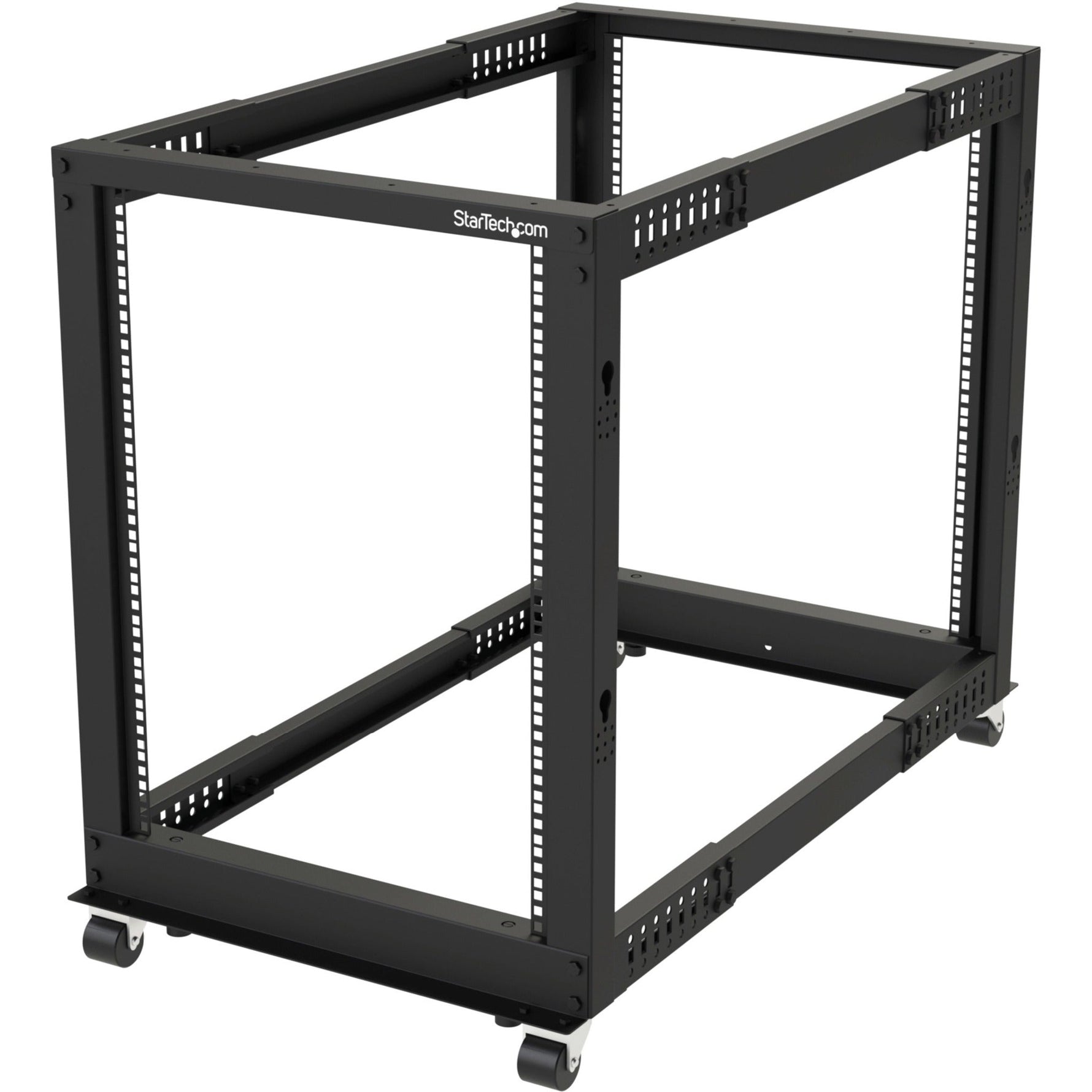 StarTech.com 4-Post 15U Mobile Open Frame Server Rack, 19' Network Rack with Casters, Rolling Rack for Computer/AV/Data/IT Equipment - Soundz Store AUSTRALIA