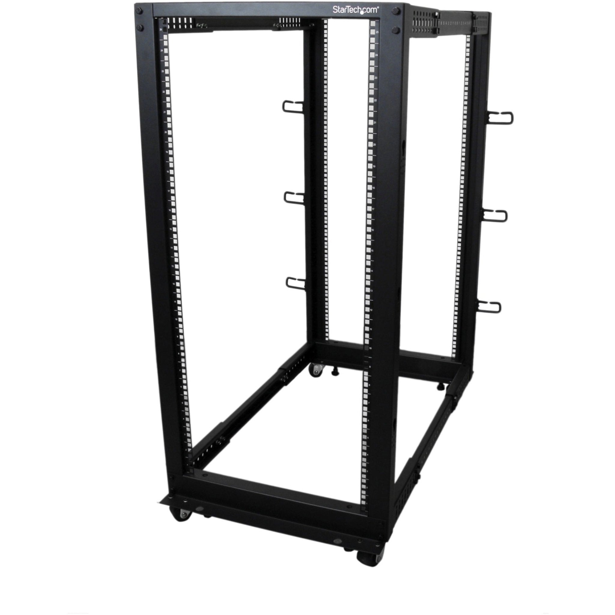 StarTech.com 4-Post 25U Mobile Open Frame Server Rack, 19in Network Rack with Casters, Rolling Rack for Computer/AV/Data/IT Equipment - Soundz Store AUSTRALIA