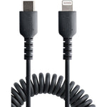 StarTech.com 50cm / 20in USB C to Lightning Cable, MFi Certified, Coiled iPhone Charger Cable, Black, TPE Jacket Aramid Fiber - Soundz Store AUSTRALIA