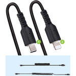 StarTech.com 50cm / 20in USB C to Lightning Cable, MFi Certified, Coiled iPhone Charger Cable, Black, TPE Jacket Aramid Fiber - Soundz Store AUSTRALIA