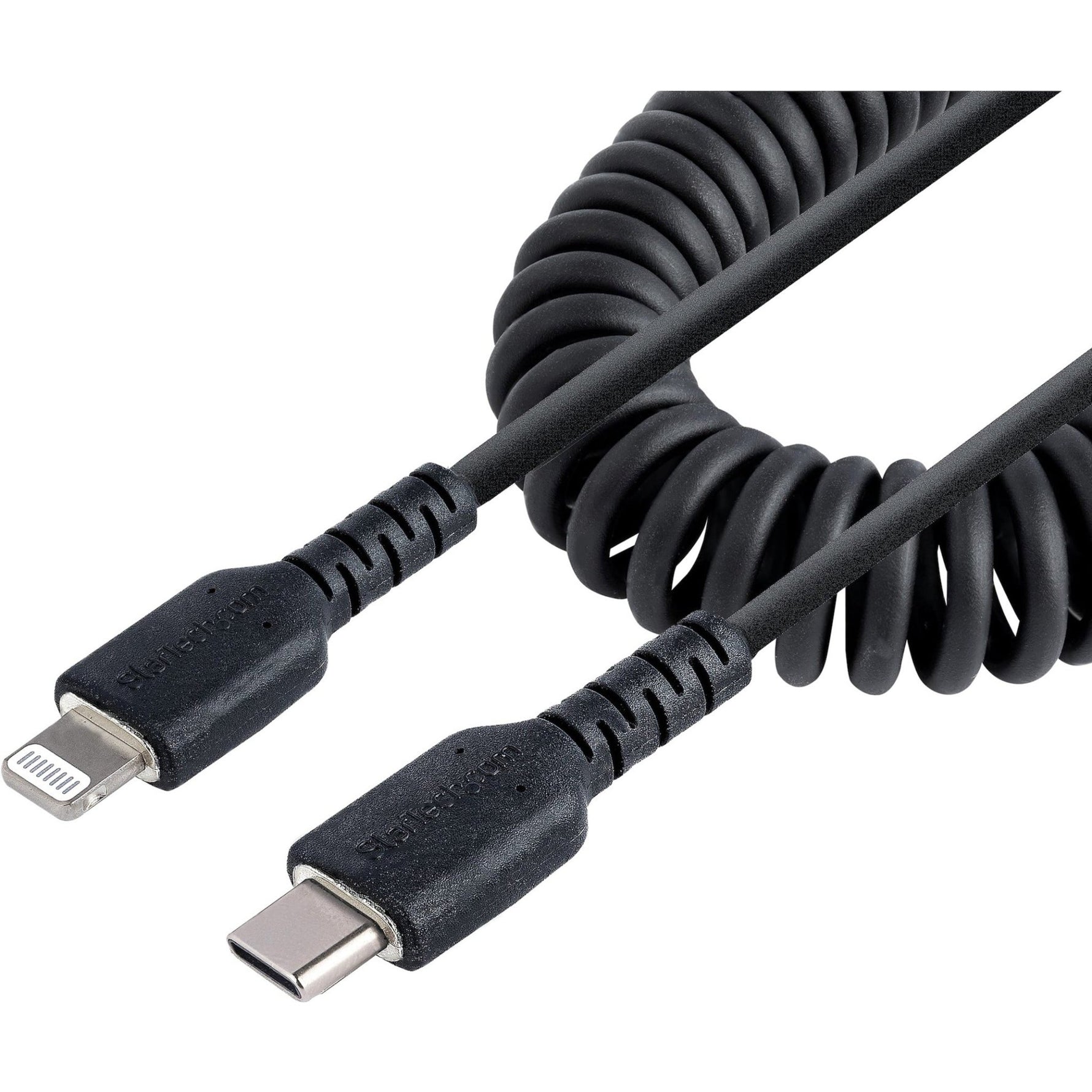 StarTech.com 50cm / 20in USB C to Lightning Cable, MFi Certified, Coiled iPhone Charger Cable, Black, TPE Jacket Aramid Fiber - Soundz Store AUSTRALIA