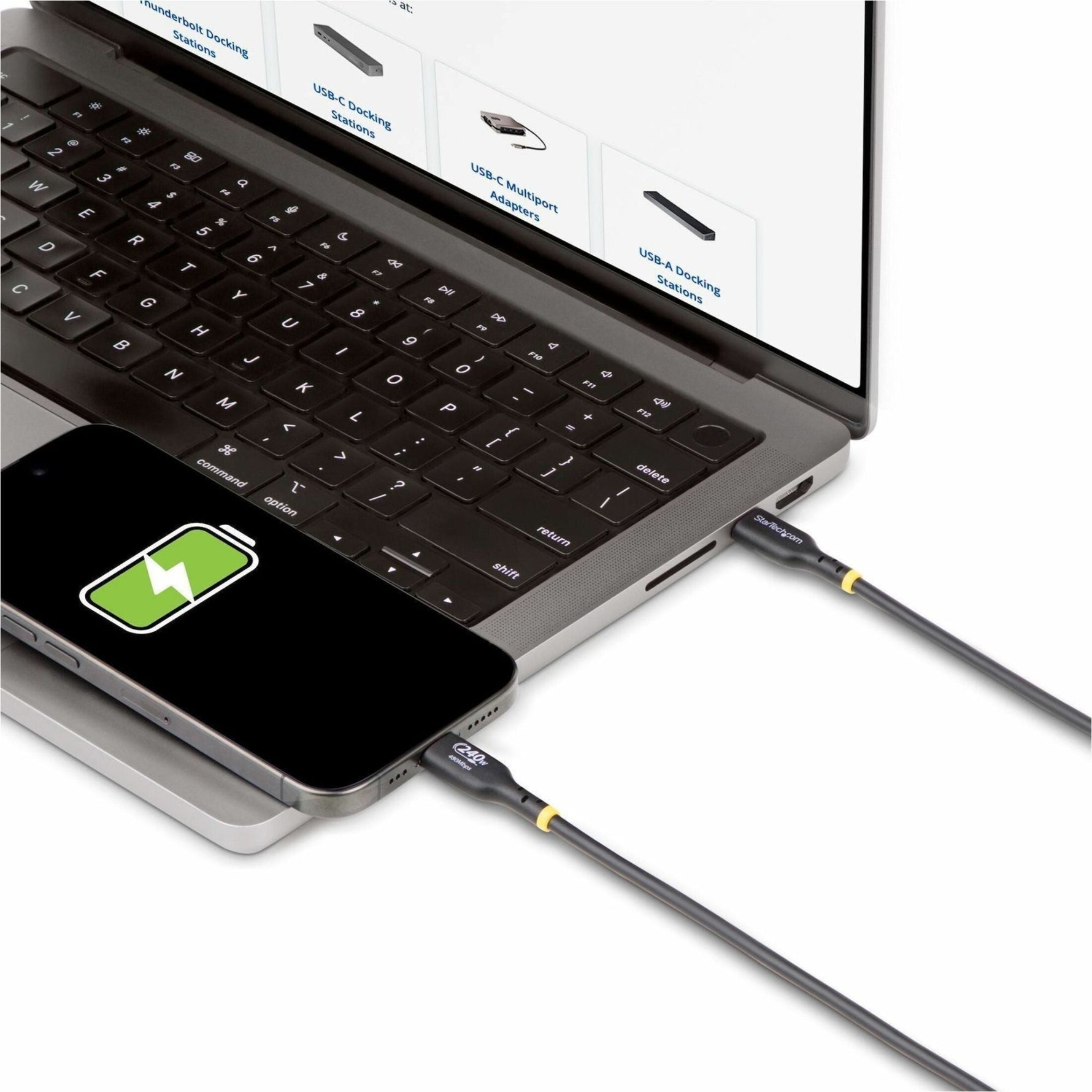 StarTech.com 6.6ft (2m) USB-C Charging Cable, Charge & Sync, 240W (5A) PD EPR, USB 2.0 Laptop Charger Cable, USB-IF Certified , TPE Jacket - Soundz Store AUSTRALIA