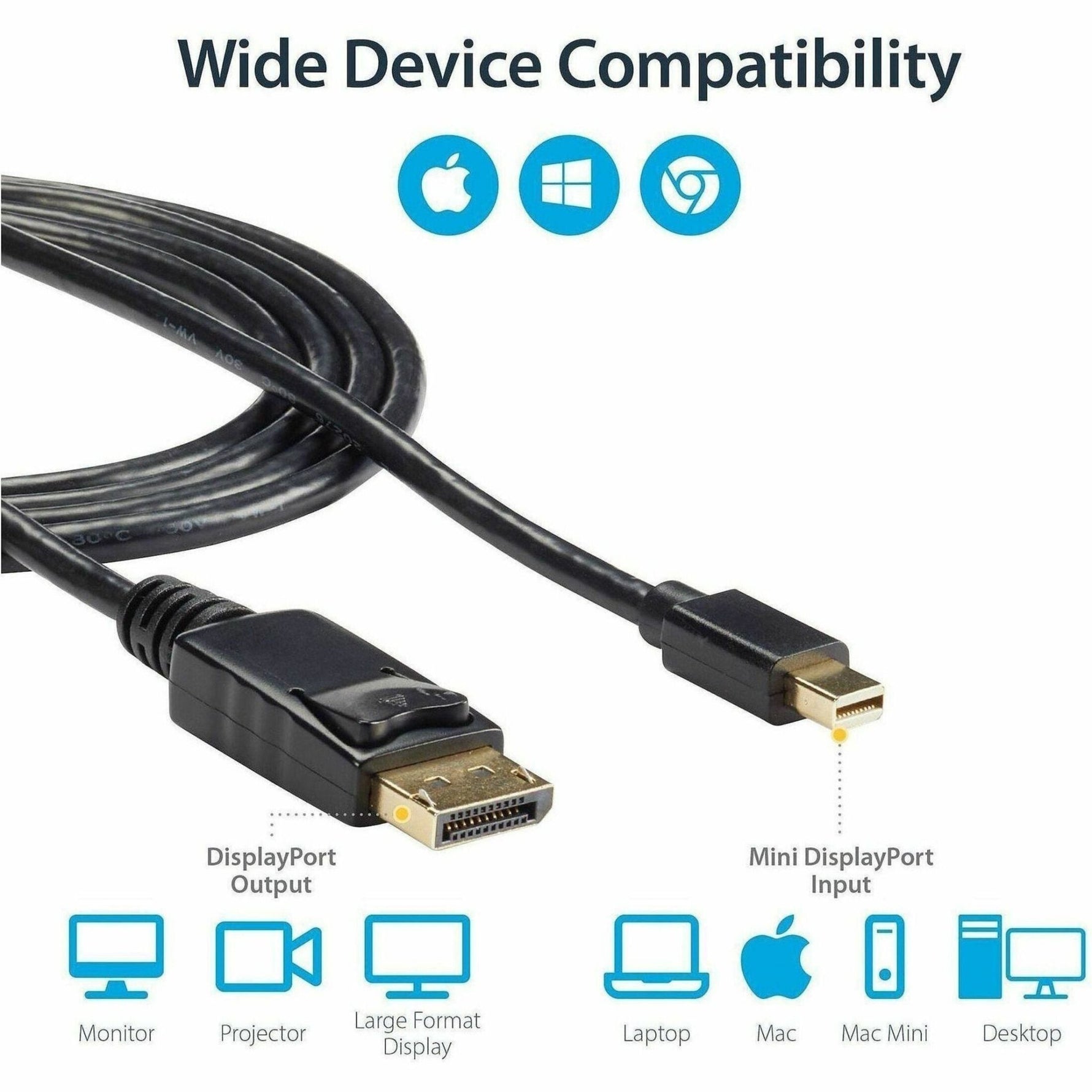 StarTech.com 6ft Mini DisplayPort to DisplayPort 1.2 Cable, 4K x 2K mDP to DisplayPort Adapter Cable, Mini DP to DP Cable for Monitor - Soundz Store AUSTRALIA