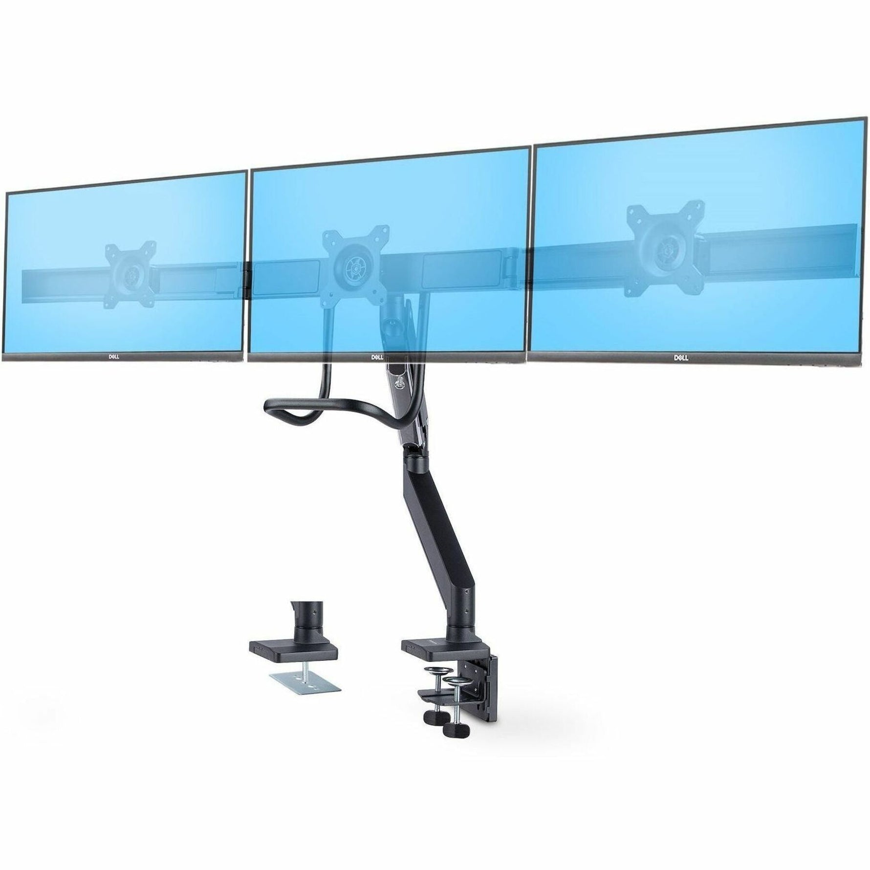 StarTech.com Crossbar Triple Monitor Desk Mount For Up To 3x 27in Screens, VESA 75x75/100x100, Tool-Less Arm Adjustments, C-Clamp/Grommet - Soundz Store AUSTRALIA