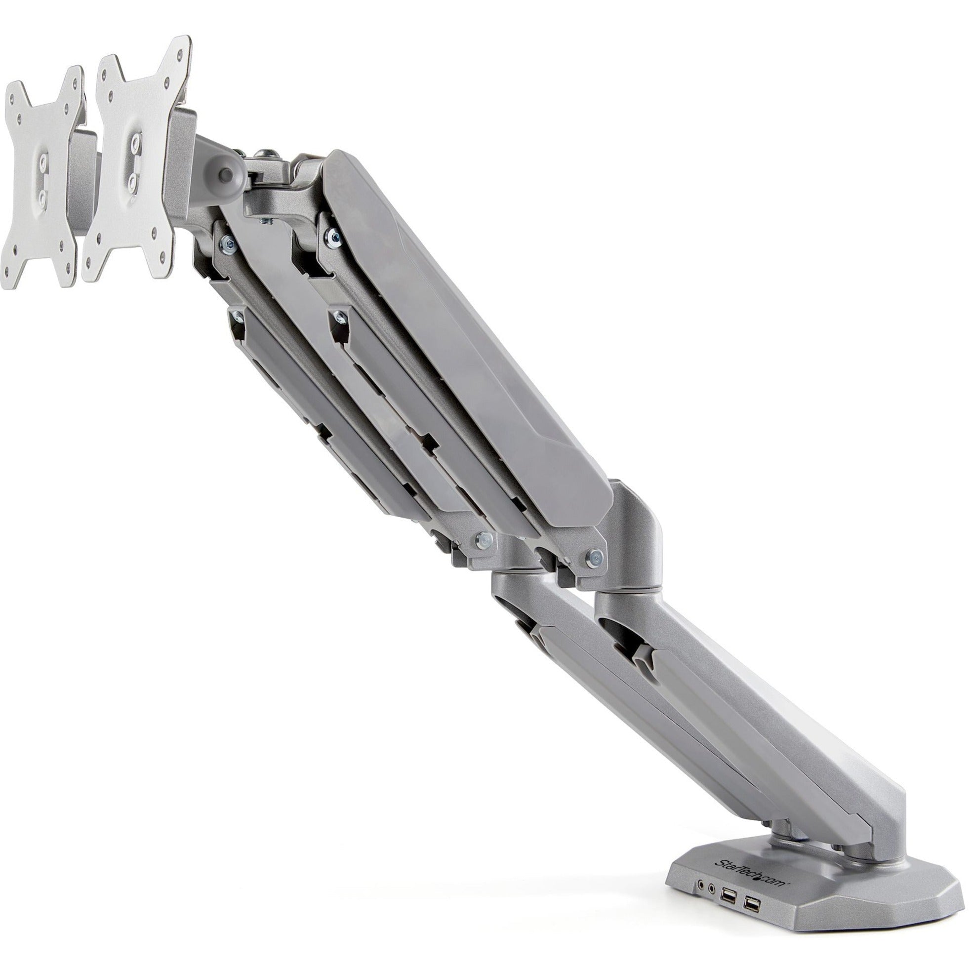StarTech.com Desk Mount Dual Monitor Arm with USB & 3.5mm Audio, Desk Clamp Ergonomic VESA Mount for up to 32' (17.6lb/8kg) Displays - Soundz Store AUSTRALIA