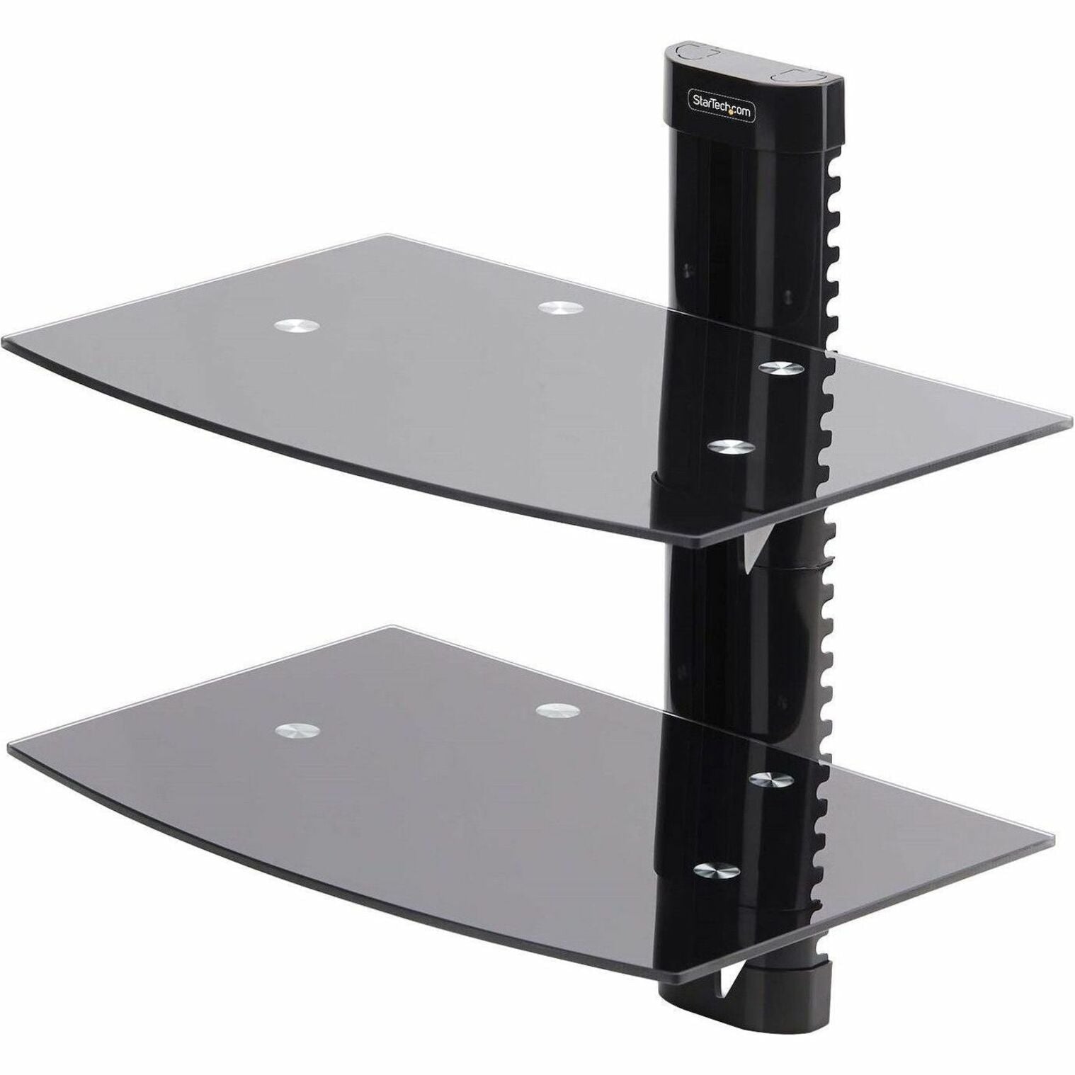 StarTech.com Dual Floating Wall-Mounted AV Shelves, Adjustable Height Shelf For Under TV A/V Equipment, Black Tempered Glass Shelves - Soundz Store AUSTRALIA
