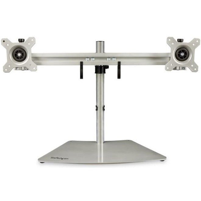 StarTech.com Dual Monitor Stand, Free Standing Desktop Pole Stand for 2x 24' (17.6lb/8kg) VESA Mount Displays, Height Adjustable, Silver - Soundz Store AUSTRALIA