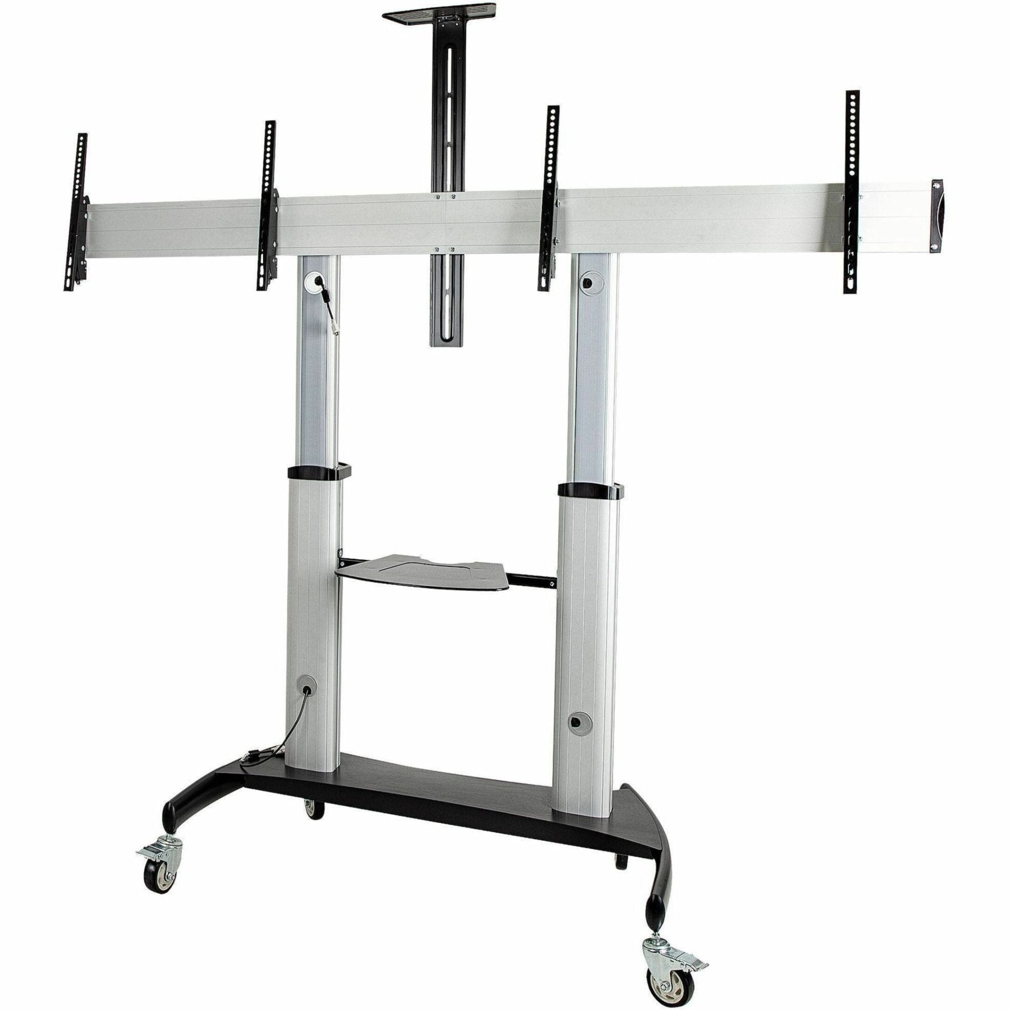 StarTech.com Dual TV Cart, 60in VESA TVs up to 50kg/110lb each, Height Adjustable Mobile Display Mount/Cart, Rolling TV Cart on Wheels - Soundz Store AUSTRALIA