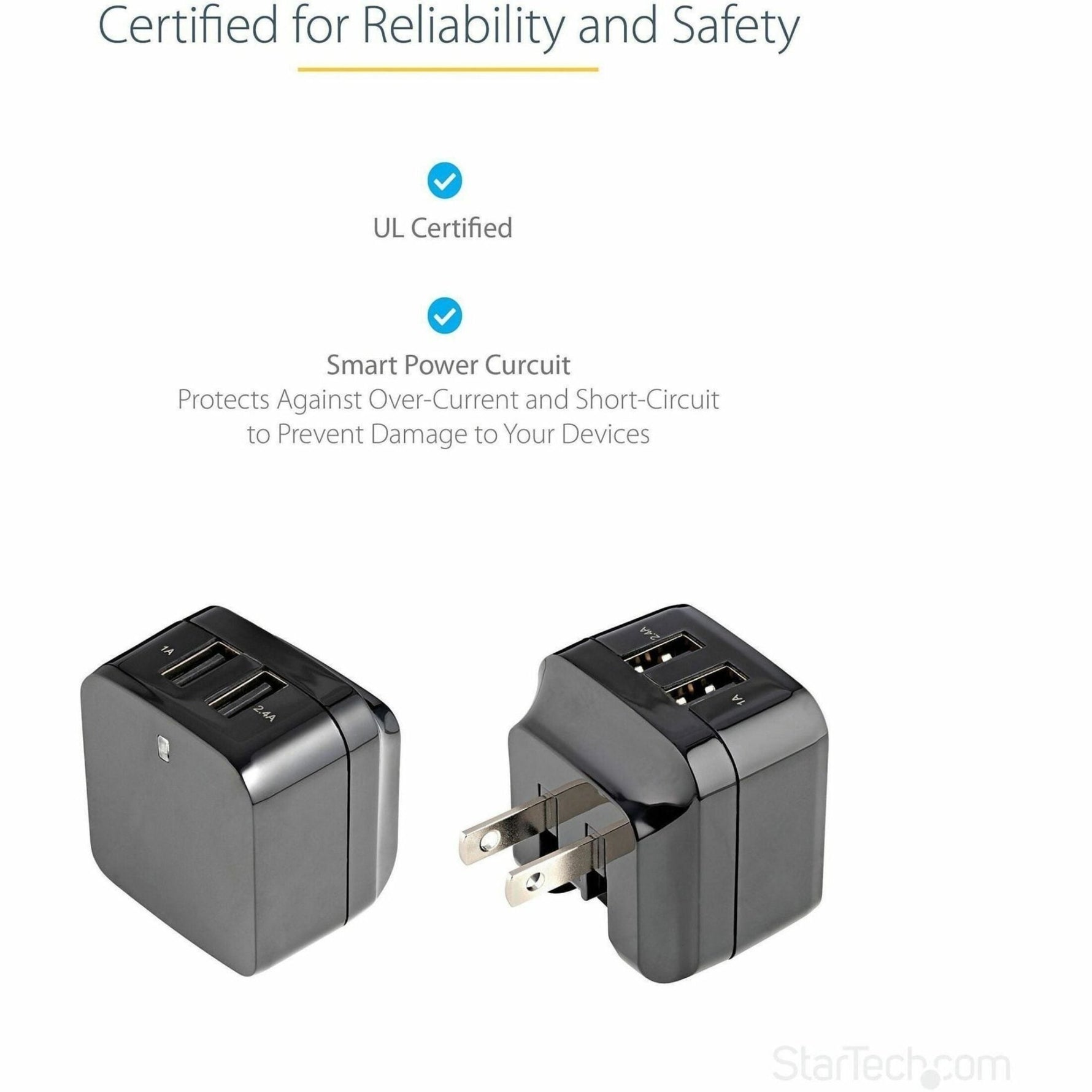 StarTech.com Travel USB Wall Charger - 2 Port - Black - Universal Travel Adapter - International Power Adapter - USB Charger - Soundz Store AUSTRALIA