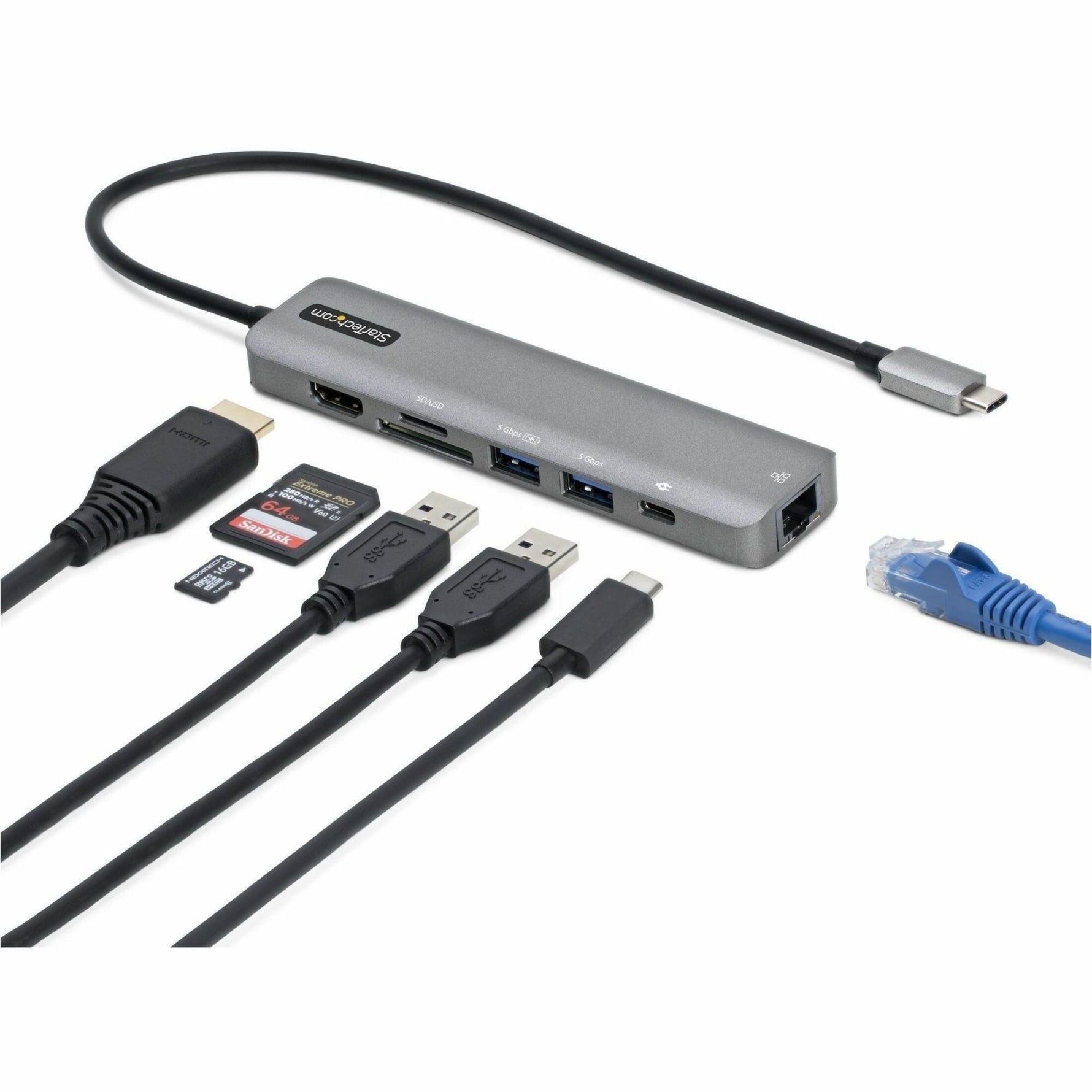 StarTech.com USB-C Multiport Adapter Hub, USB-C to 4K 60Hz HDMI, Gigabit Ethernet and 100W Charging for Macbook Pro / Air and Windows - Soundz Store AUSTRALIA