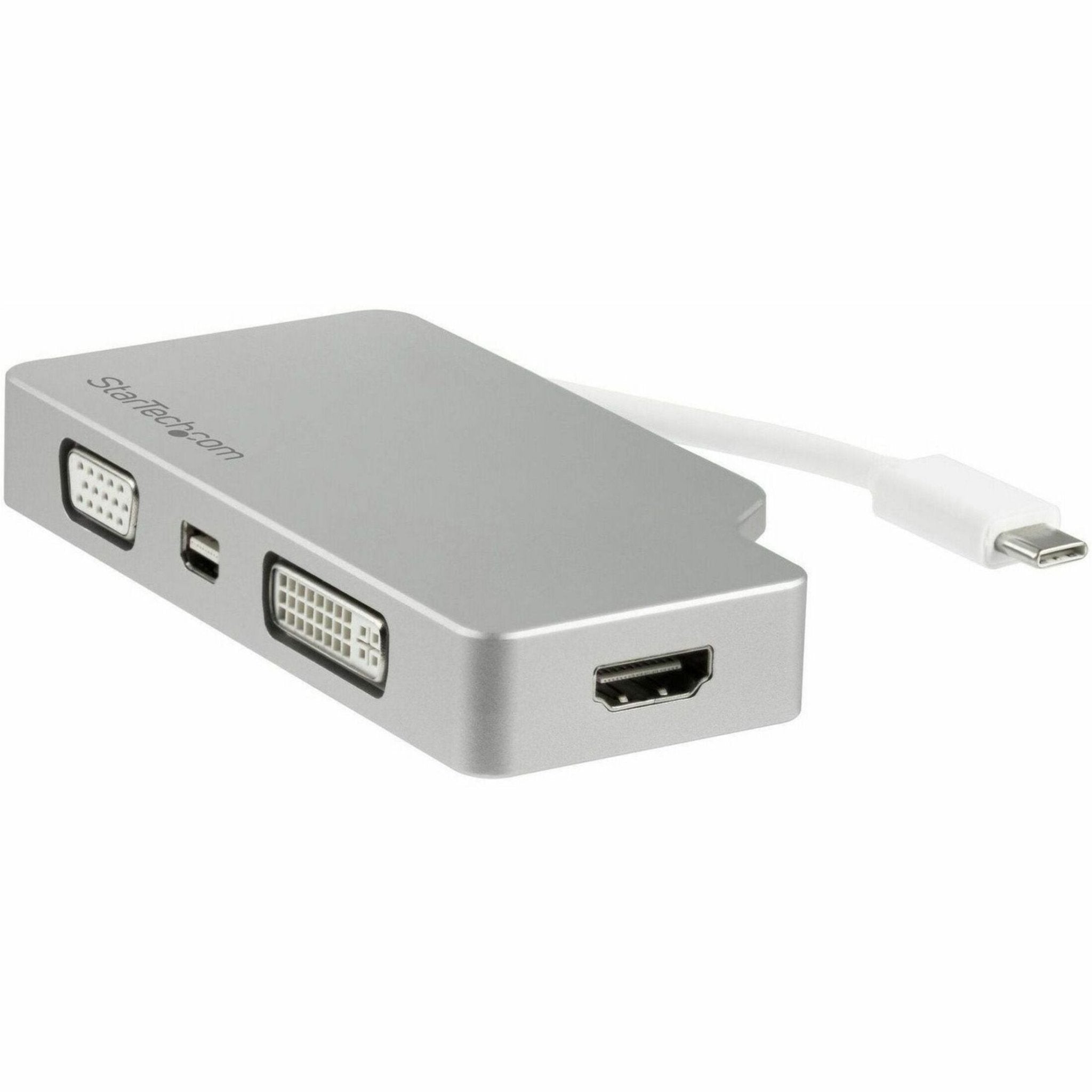 StarTech.com USB C Multiport Video Adapter 4K/1080p - USB Type C to HDMI, VGA, DVI or Mini DisplayPort Monitor Adapter - Silver Aluminum - Soundz Store AUSTRALIA