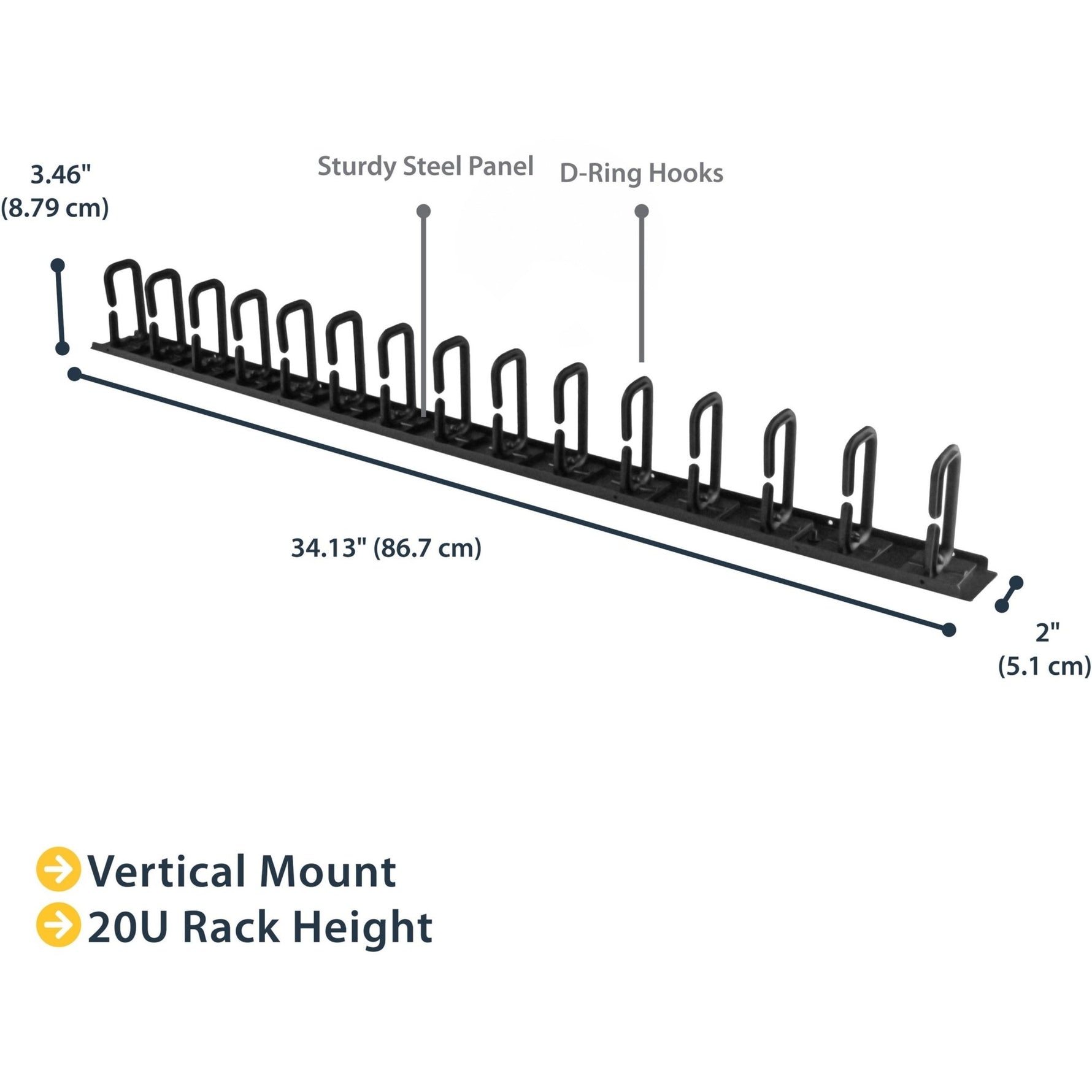 StarTech.com Vertical Cable Organizer with D-Ring Hooks - Vertical Cable Management Panel - 20U - 2.8ft. - Soundz Store AUSTRALIA