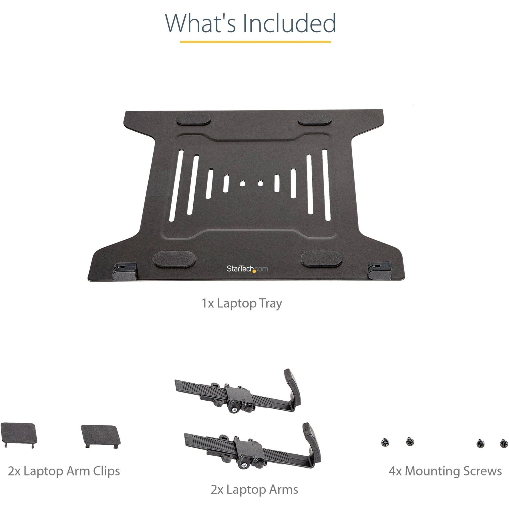 StarTech.com VESA Laptop Tray, Adjustable Monitor Arm Laptop Tray, Secures Notebooks up to 4.5kg (9.9lb), 75x75 & 100x100 VESA, Ventilated - Soundz Store AUSTRALIA