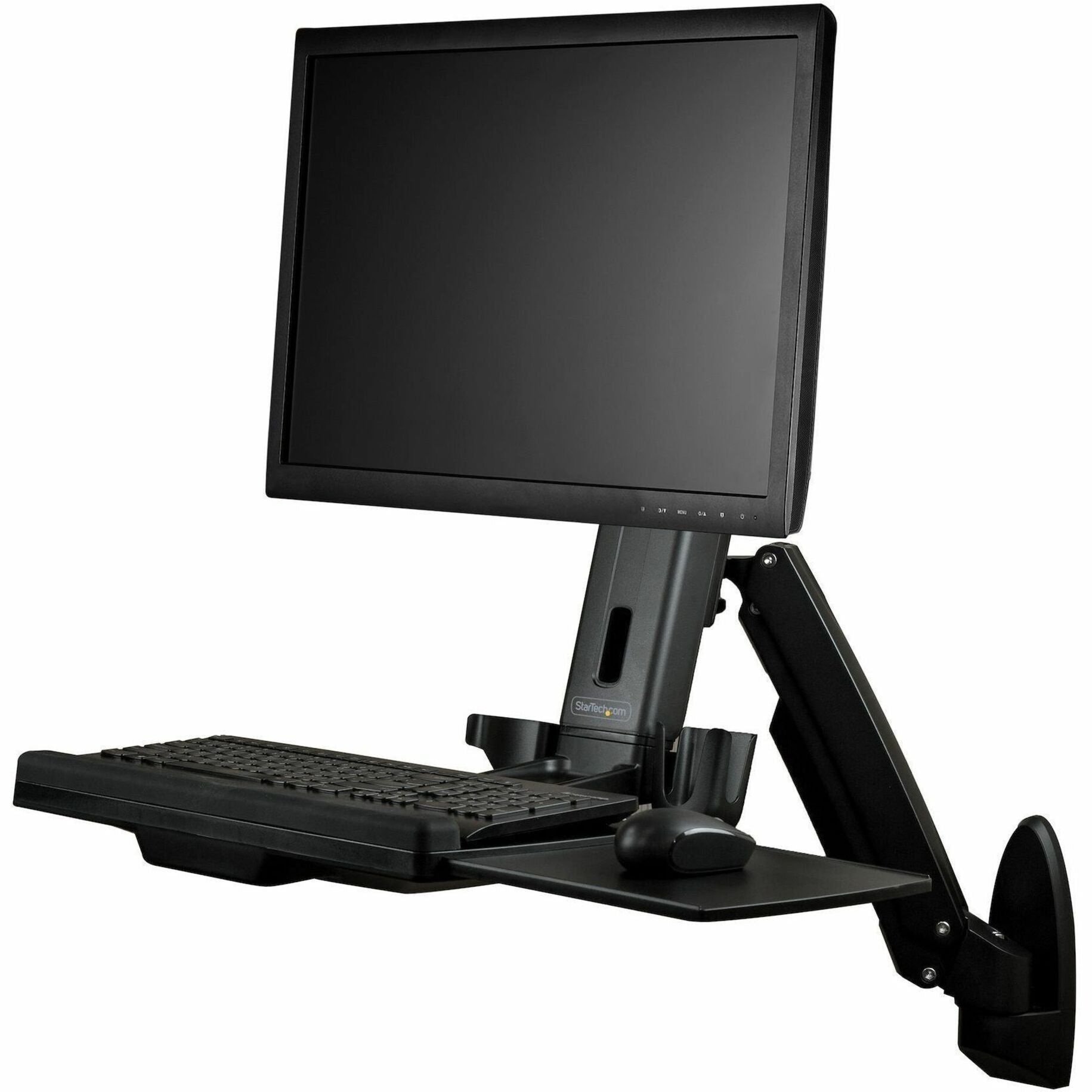 StarTech.com Wall Mount Workstation, Full Motion Standing Desk, Ergonomic Height Adjustable Monitor & Keyboard Tray Arm, For VESA Display - Soundz Store AUSTRALIA