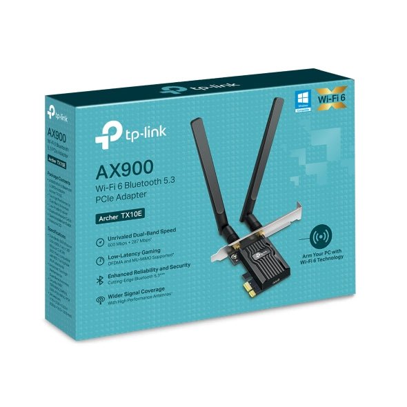 TP-Link Archer TX10E AX900 Wi-Fi 6 Bluetooth PCIe Adapter Dual bands 287Mbps at 2.4 GHz + 600Mbps at 5 GHz - Soundz Store AUSTRALIA