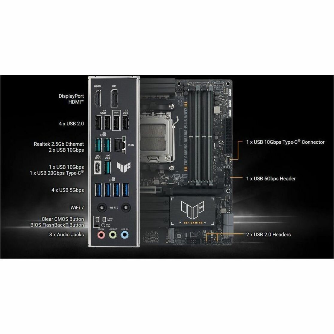 TUF GAMING B850M-PLUS WIFI7 Gaming Desktop Motherboard - AMD B850 Chipset - Socket AM5 - Micro ATX - Soundz Store AUSTRALIA