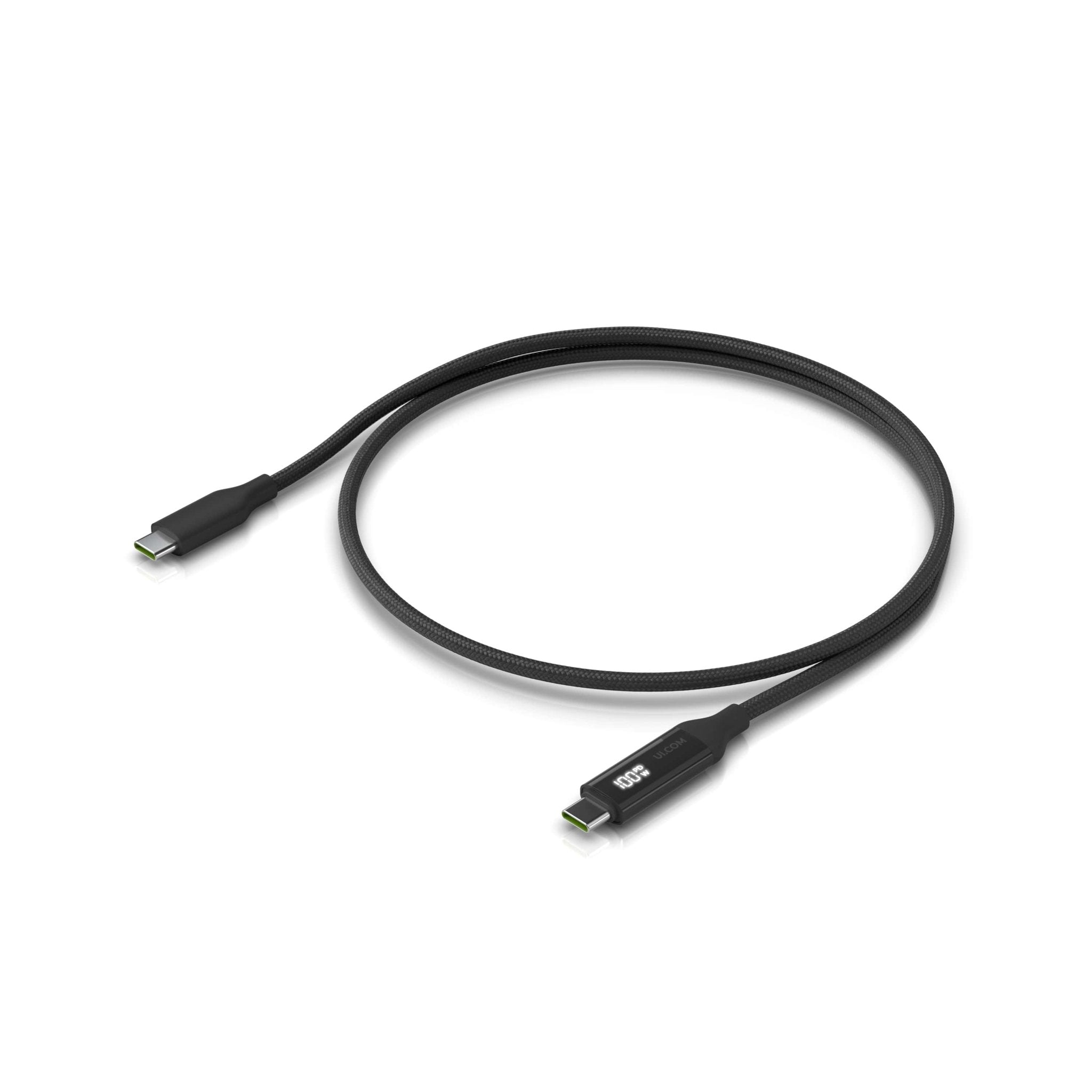 Ubiquiti USB-C Cable with Charge Display,Length 1M, Black, Braided Power & Data Cable With A Double-sided Charge Display,100W Max Power Output - Soundz Store AUSTRALIA