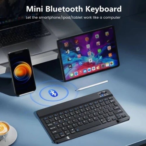USP Bluetooth Wireless Keyboard – Rechargeable, Ultra-Thin & Portable, Compatible - iPad, Mac, PC, & Android devices, Bluetooth 5.0, 3 Years Warranty - Soundz Store AUSTRALIA