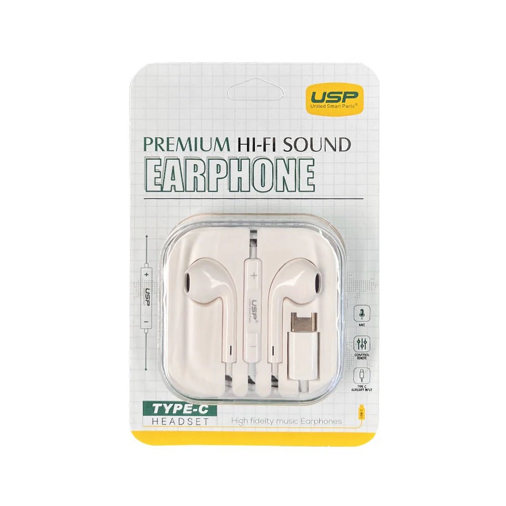 USP Earphones Type-C with Controller Compatible With All Samsung and iPhone 17/16/15 Series (Support Phone Calls), 5 Years Warranty - Soundz Store AUSTRALIA