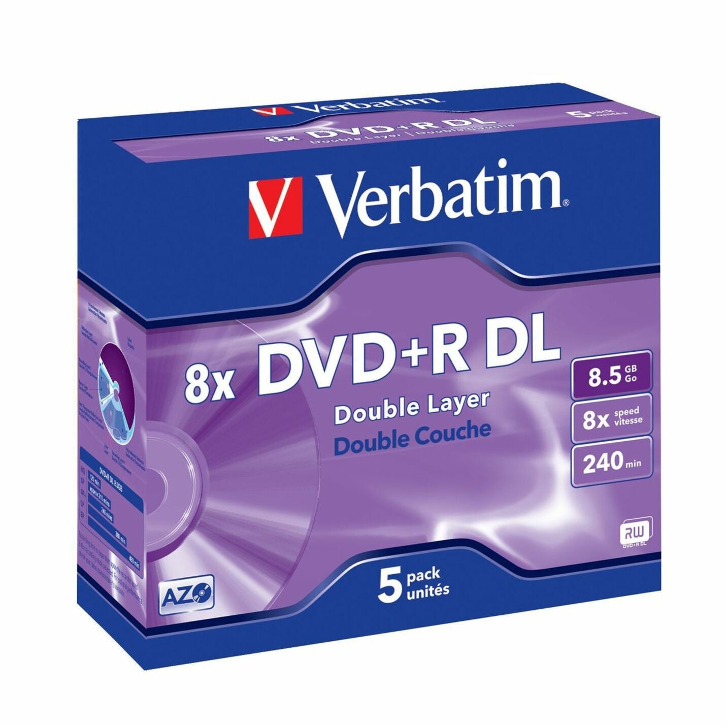 Verbatim 43541 DVD Recordable Media - DVD+R DL - 8x - 8.50 GB - 5 - Soundz Store AUSTRALIA