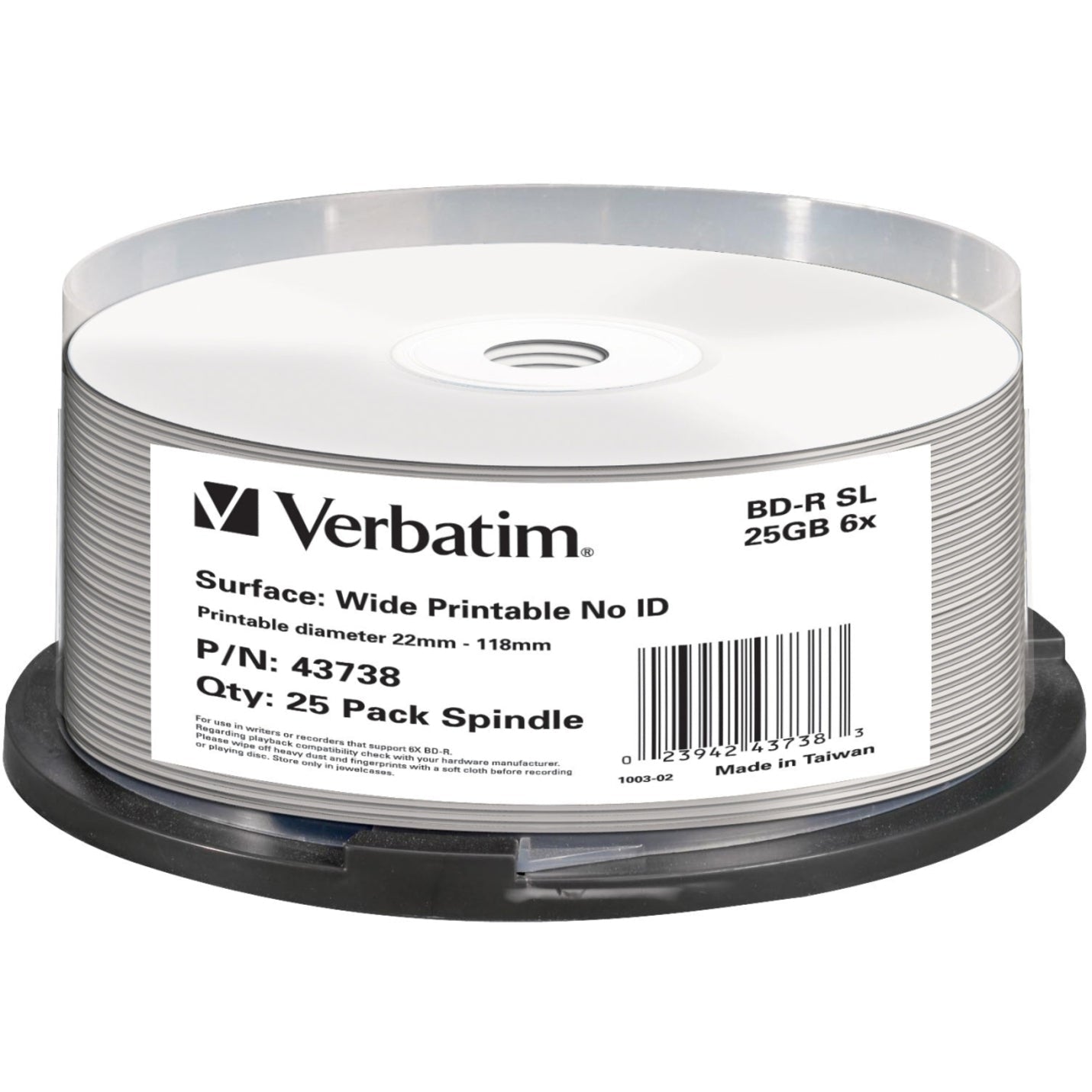 Verbatim 43738 Blu-ray Recordable Media - BD-R - 6x - 25 GB - 25 - White - Soundz Store AUSTRALIA