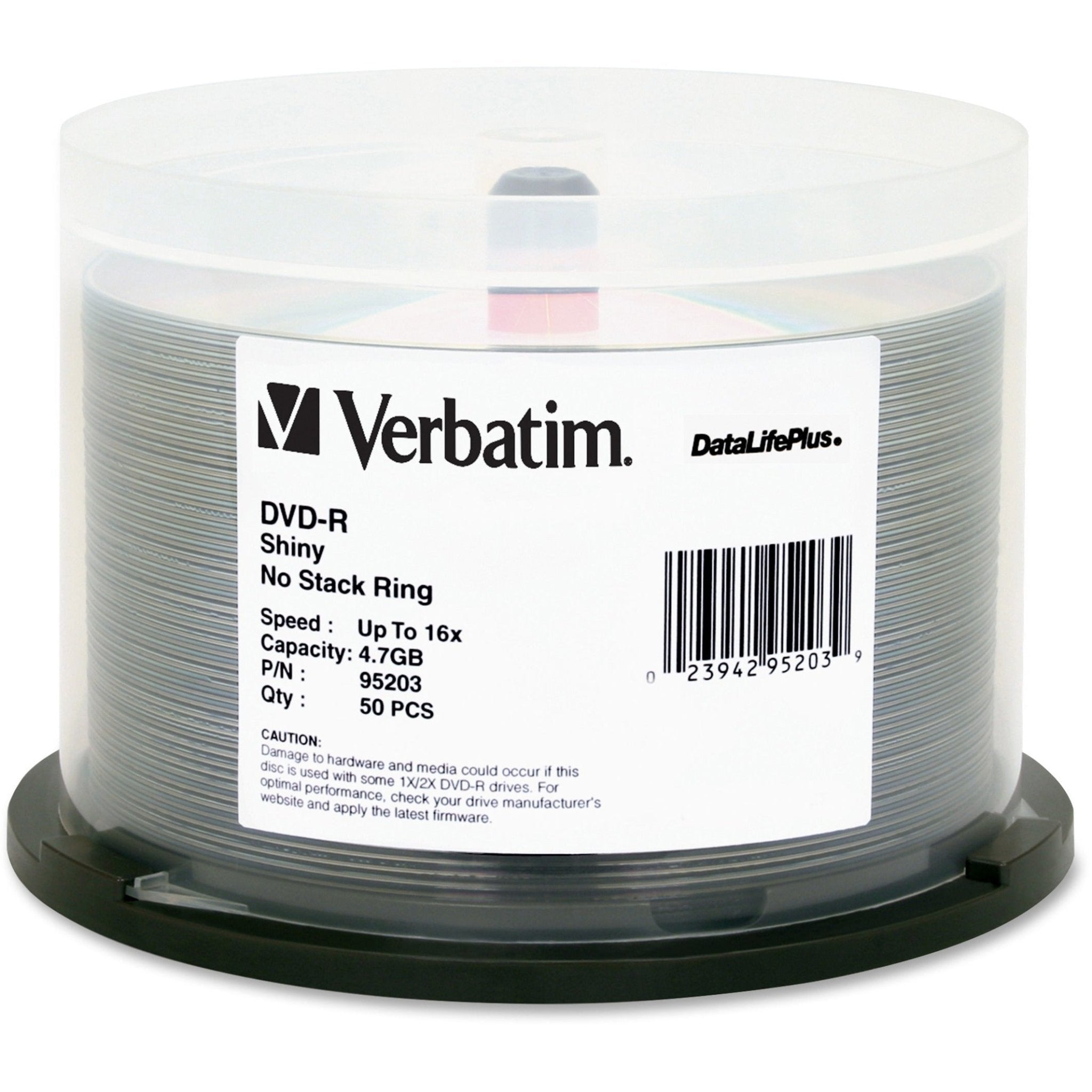 Verbatim DataLifePlus 95203 DVD Recordable Media - DVD-R - 16x - 4.70 GB - 50 - Shiny Silver - Soundz Store AUSTRALIA