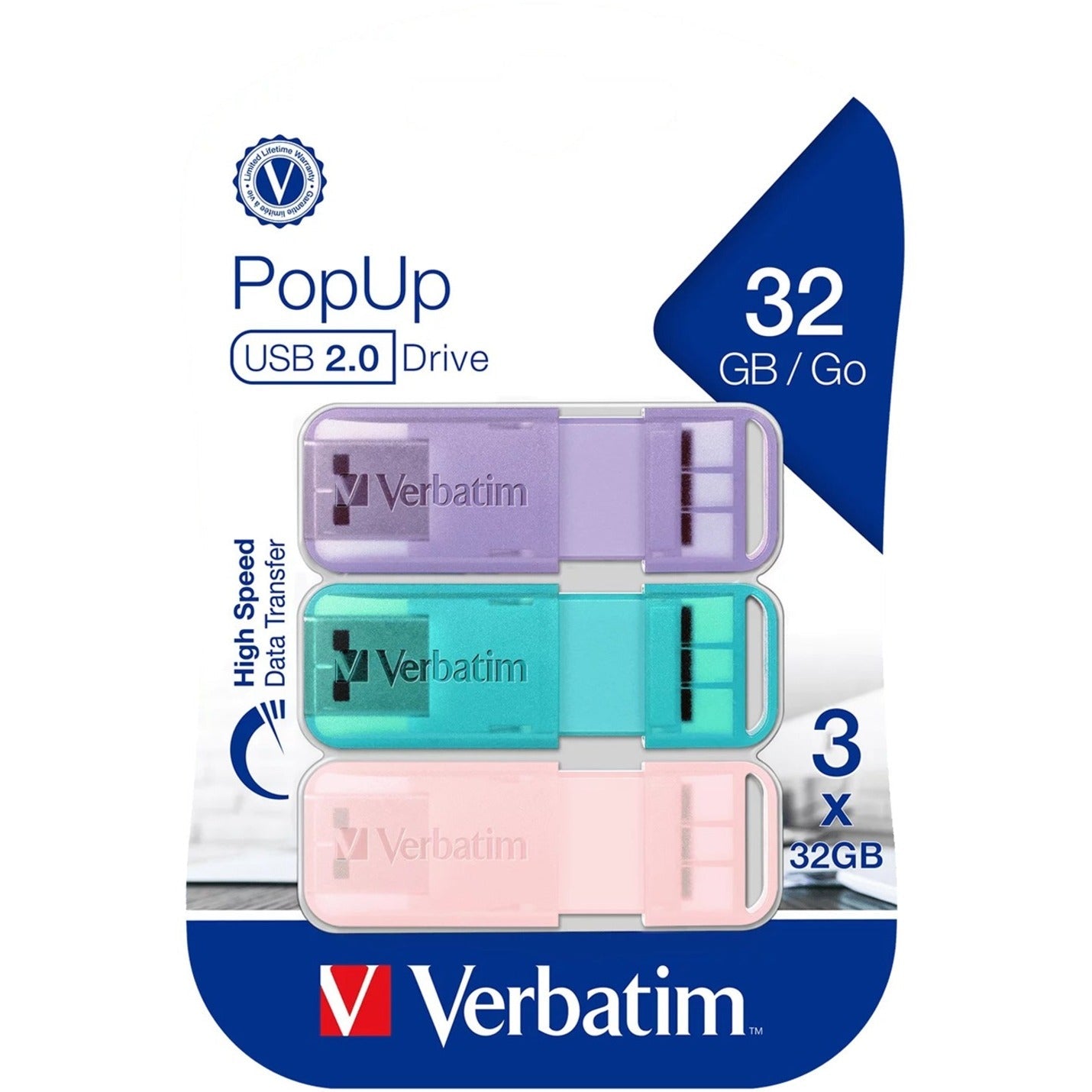 Verbatim Store 'n' Go PopUp 32 GB USB 2.0 Flash Drive - Aqua, Purple - Soundz Store AUSTRALIA