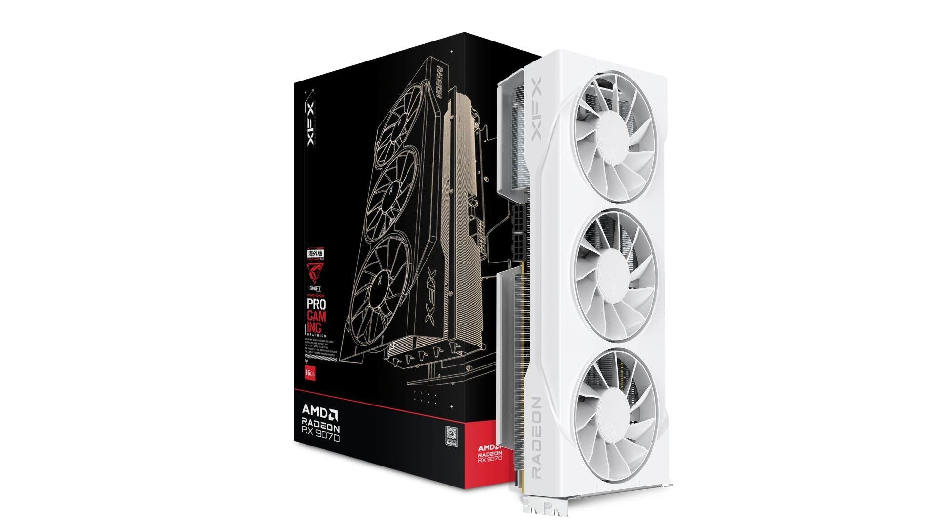 XFX Swift AMD Radeon RX 9070XT White Triple fan Gaming Edition with 16GB GDDR6 HDMI 3xDP, AMD RDNA™ 4 (RX-97TSWF3W9) - Soundz Store AUSTRALIA