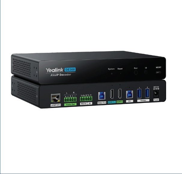 YealinkDE300,AV over IP, 4K@60Hz4:4:4,USB 3.0 capture for MTR,Seamless 2x2 Video Matrix Switching,Multiple USB Connectivity,HDCP 2.3,Gigabit Ethernet - Soundz Store AUSTRALIA