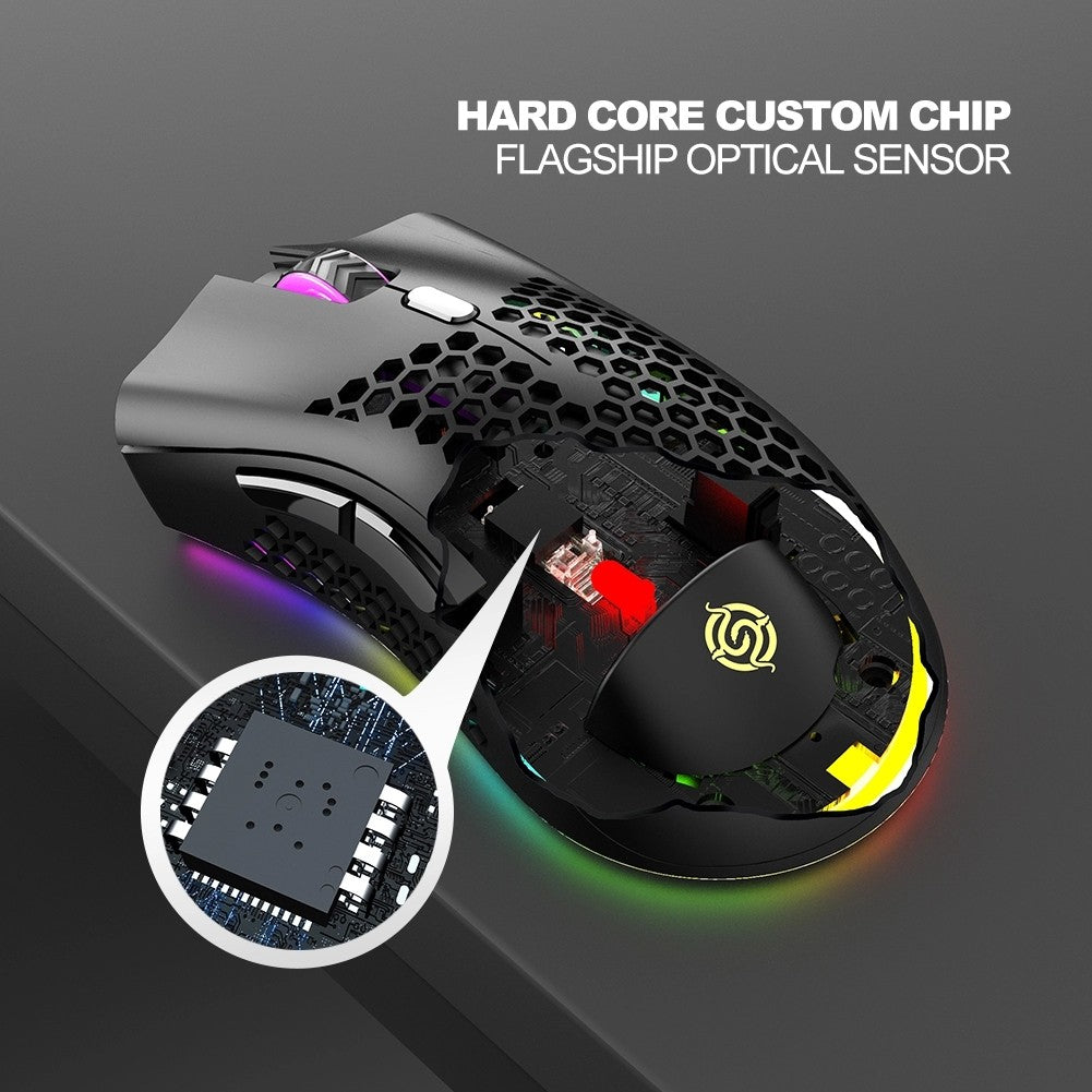 BM600 RGB Gaming Rechargeable Honeycomb Wireless Mouse - Soundz Store AUSTRALIA